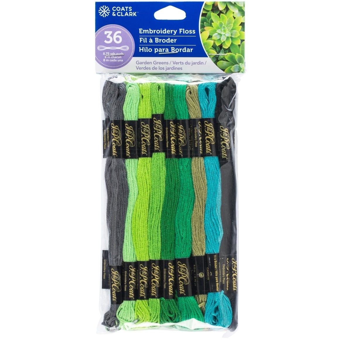 Coats & Clark 6-Strand Embroidery Floss Value Pack, Garden Greens