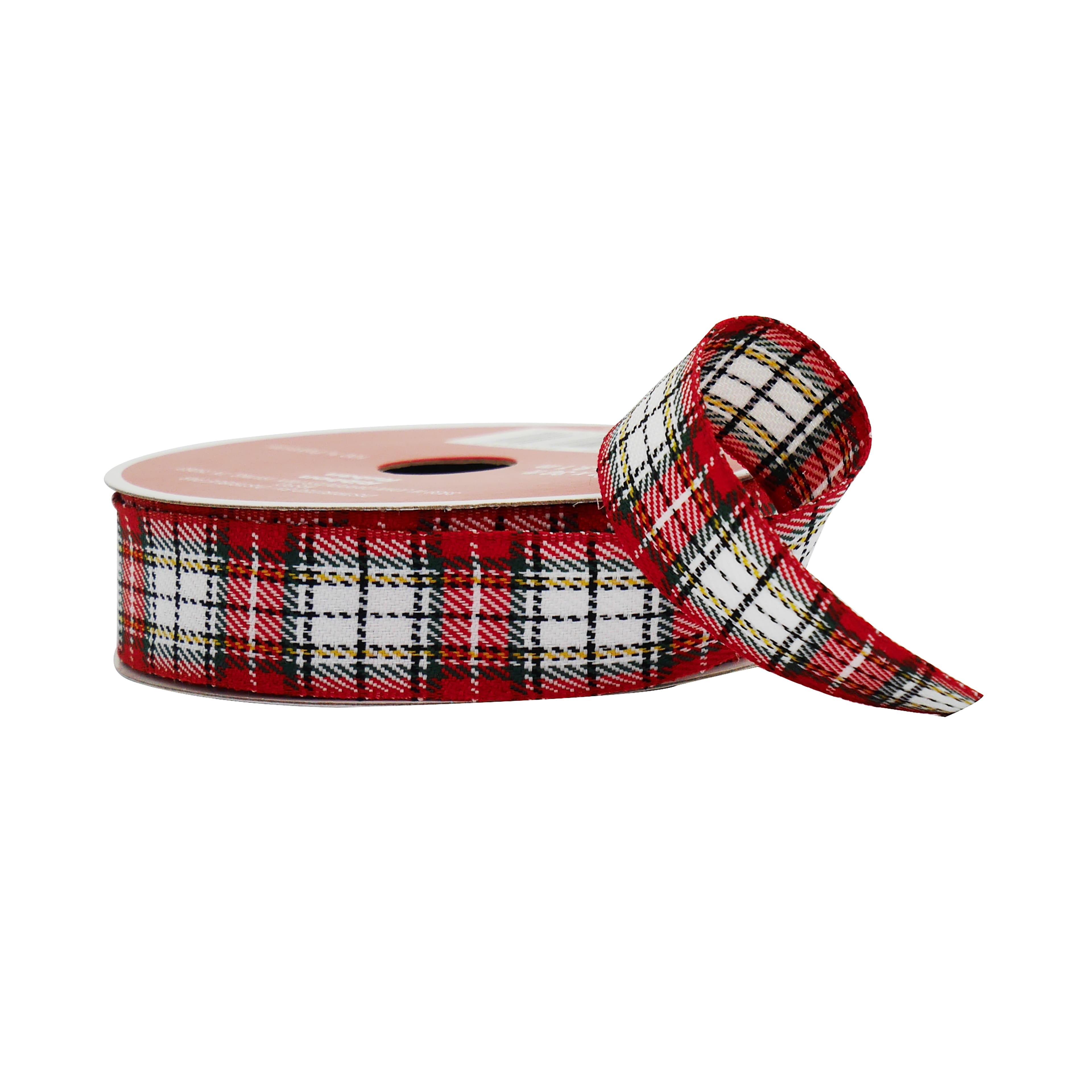 7/8&#x22; x 30ft. Red &#x26; White Plaid Ribbon by Celebrate It&#xAE;