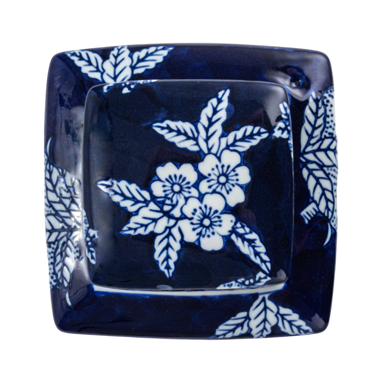 Hello Honey® 8" Blue & White Square Ceramic Ginger Jar with Lid