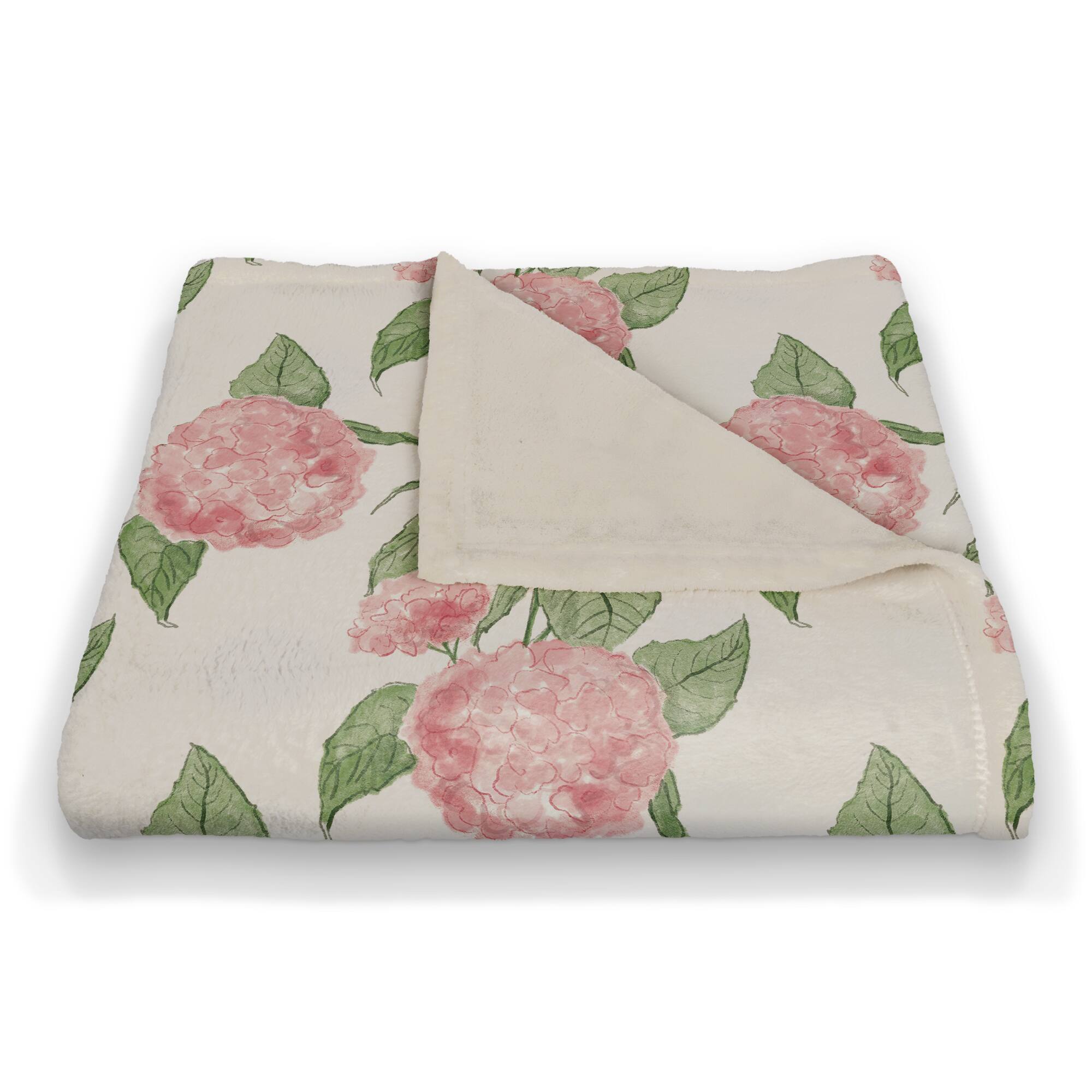 Pink Hydrangea Pattern 50" x 60" Coral Fleece Blanket