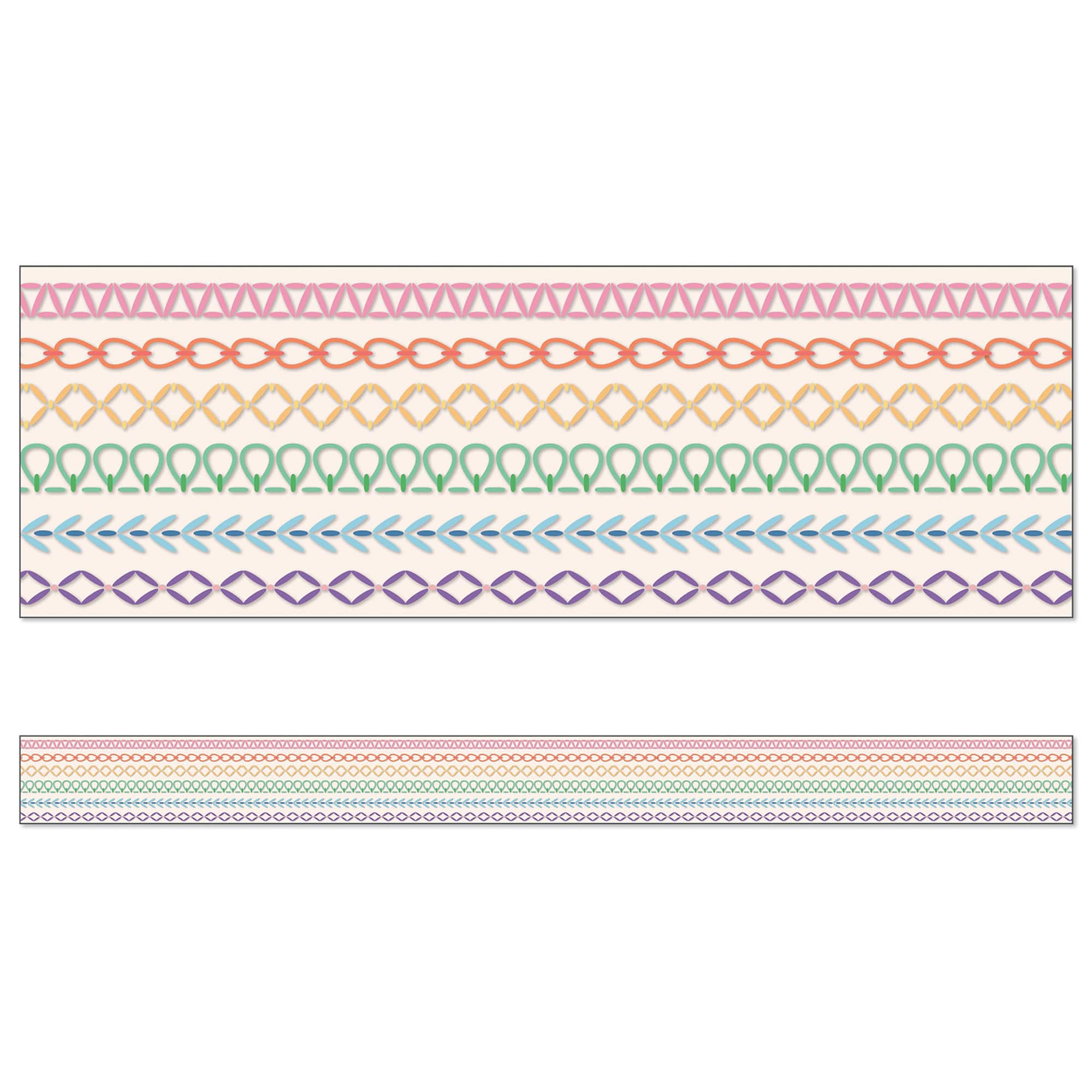 Dellosa® Education Crafty and Cool Rainbow Stitched Straight Border, 6 Packs of 12