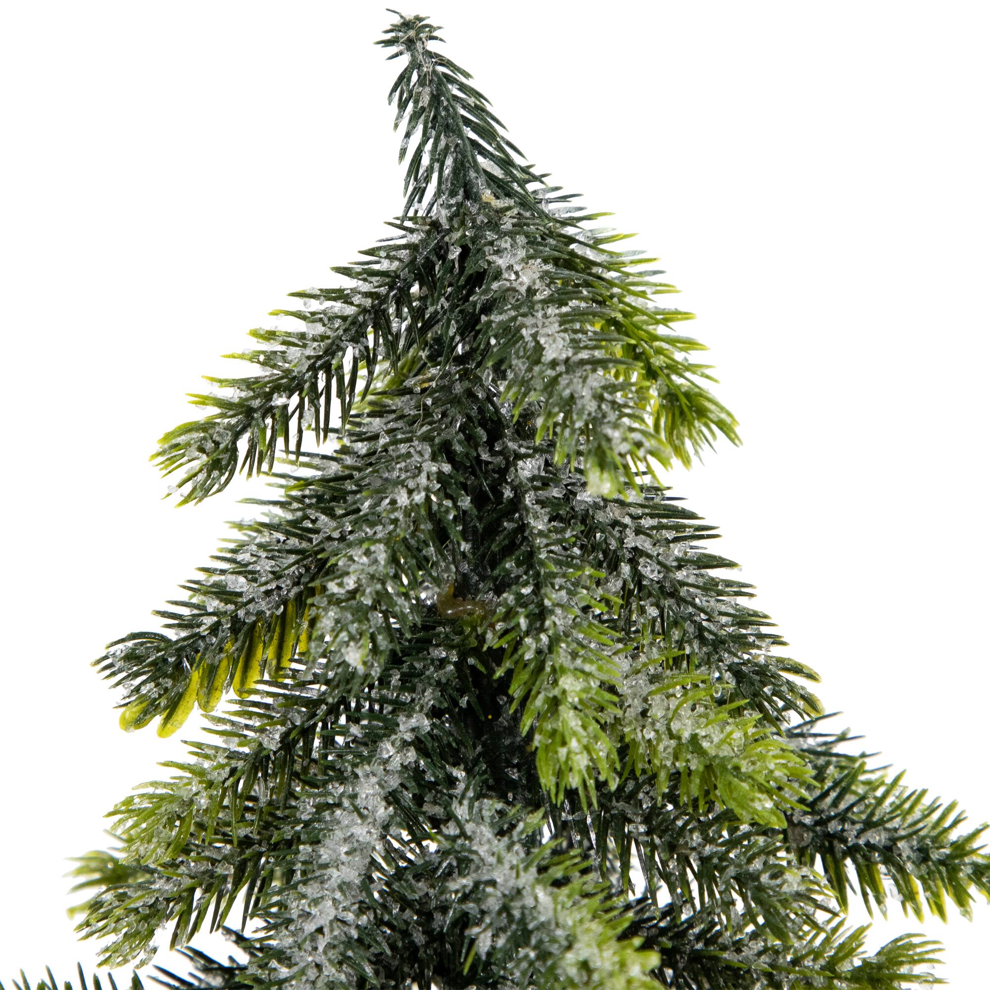 9&#x22; Unlit Iced Downswept Pine Artificial Christmas Tree Set