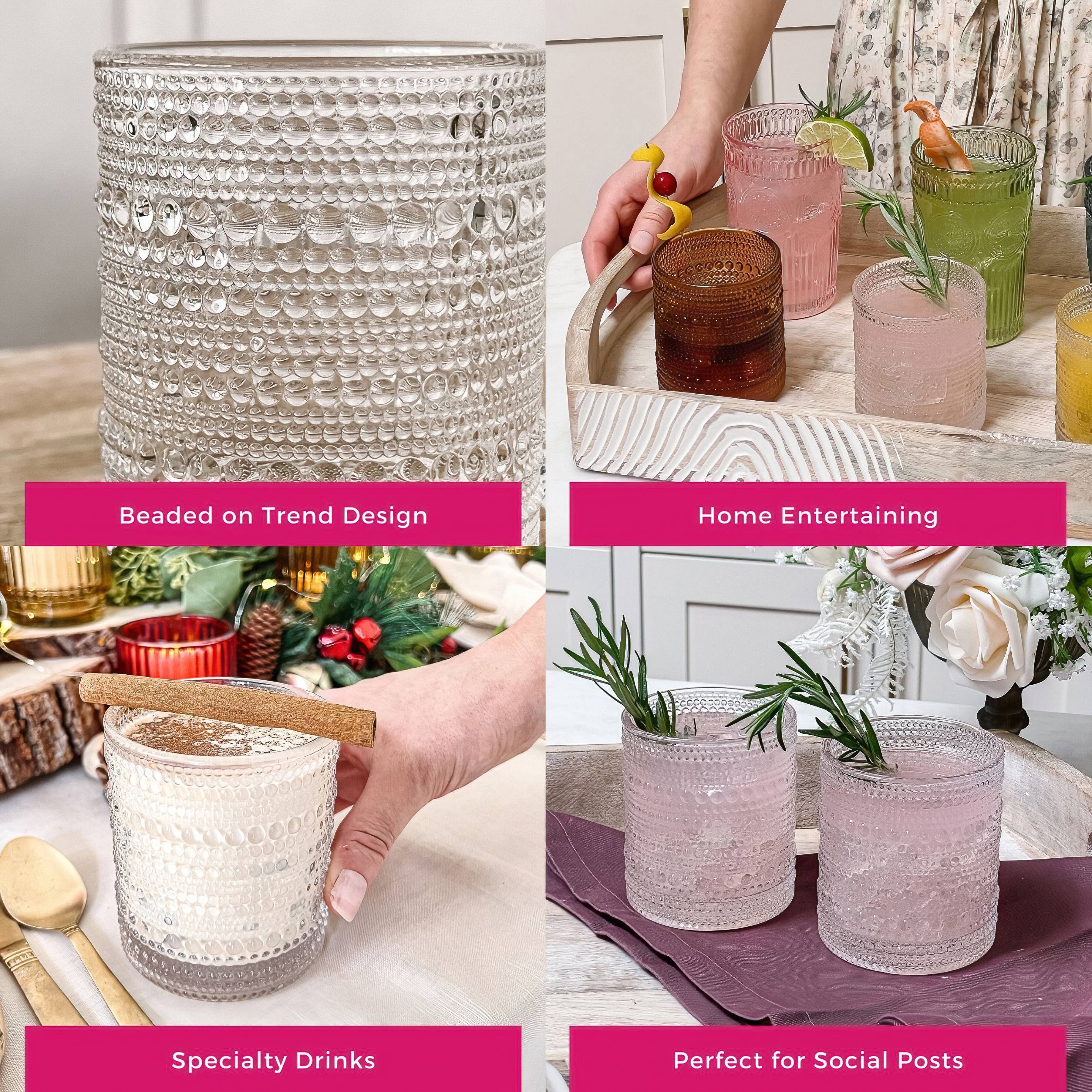 Kate Aspen&#xAE; 10oz. Textured Beaded Glass Set