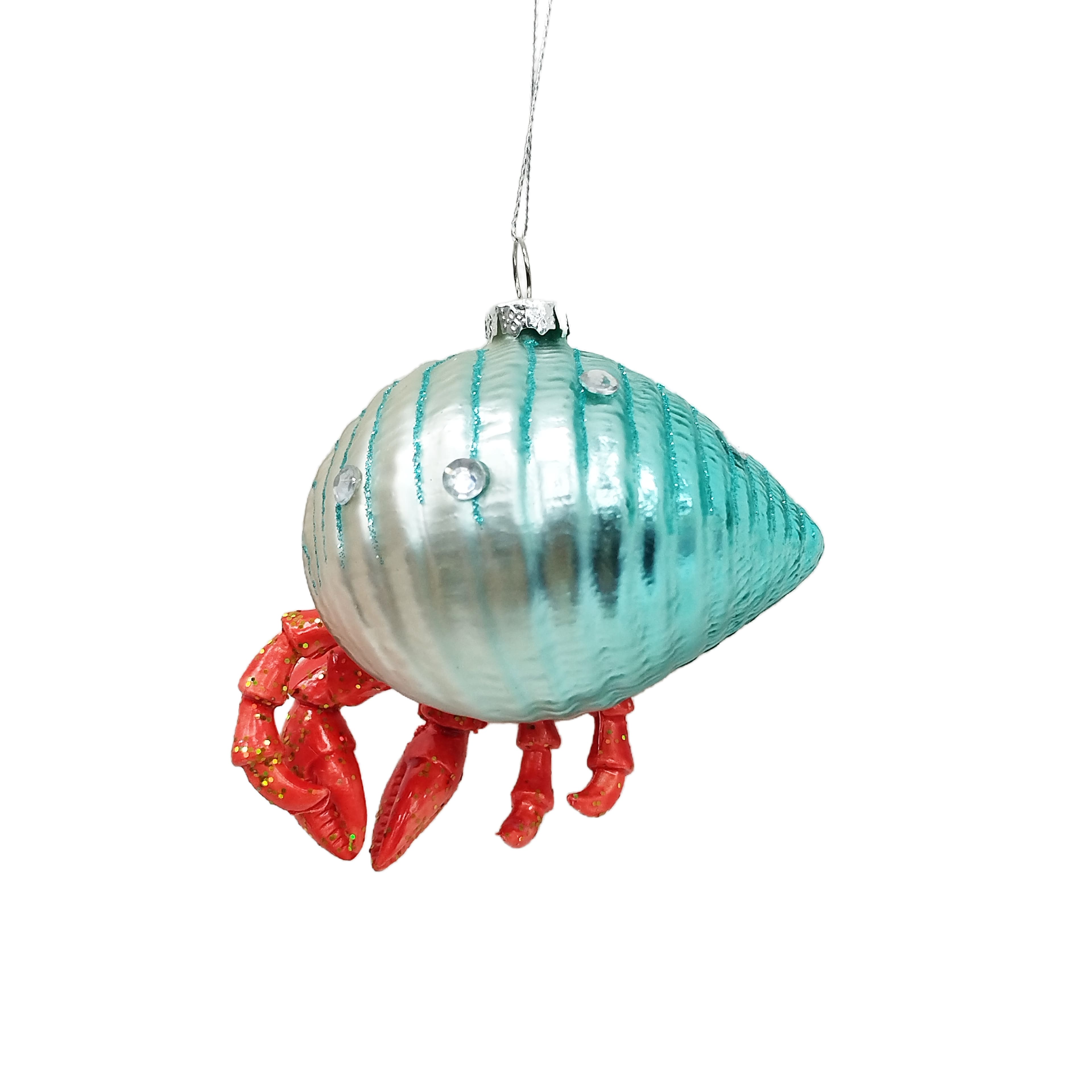 4&#x22; Red &#x26; Silver Hermit Crab Glass Ornament by Ashland&#xAE;