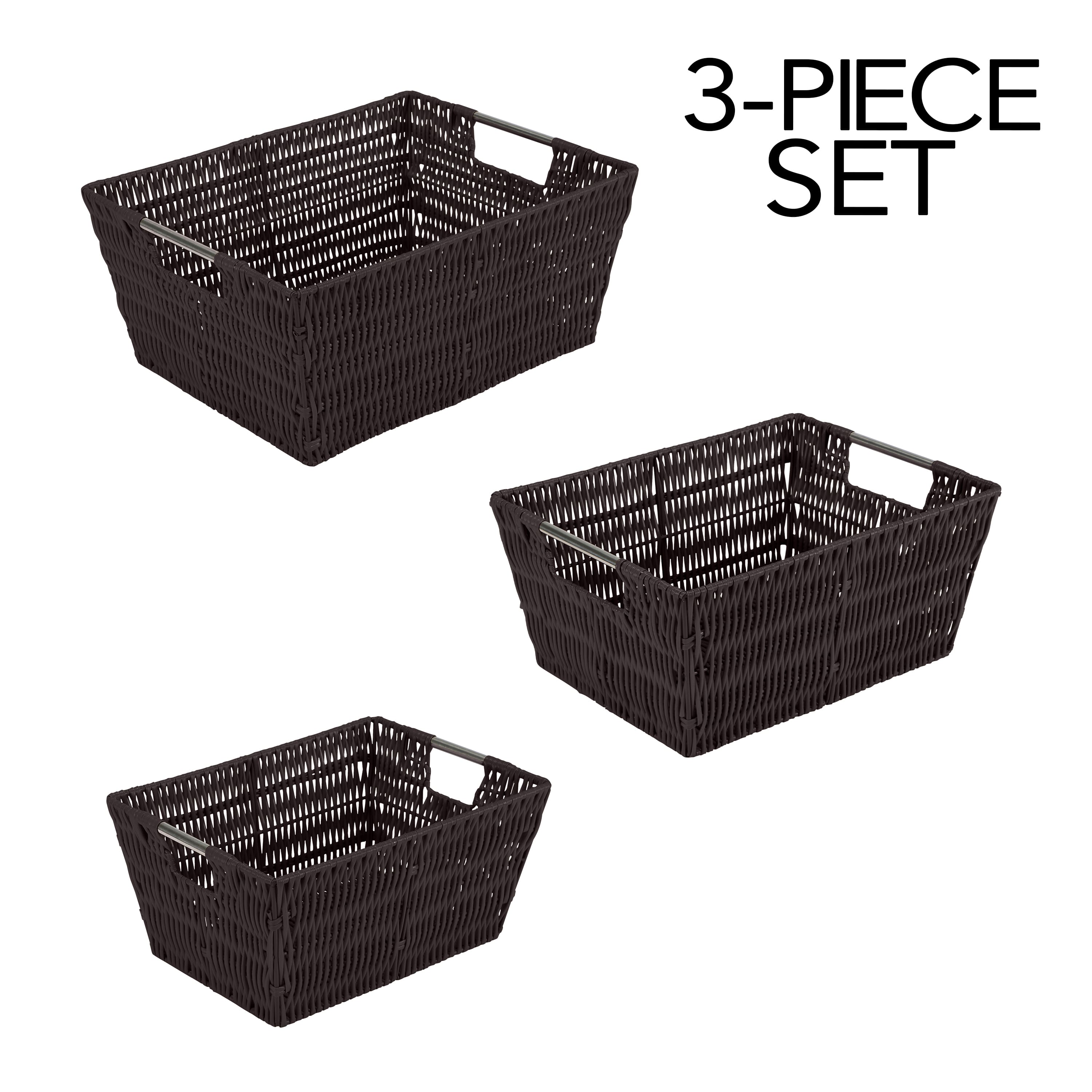 Simplify 3-Piece Rattan Tote Basket Set