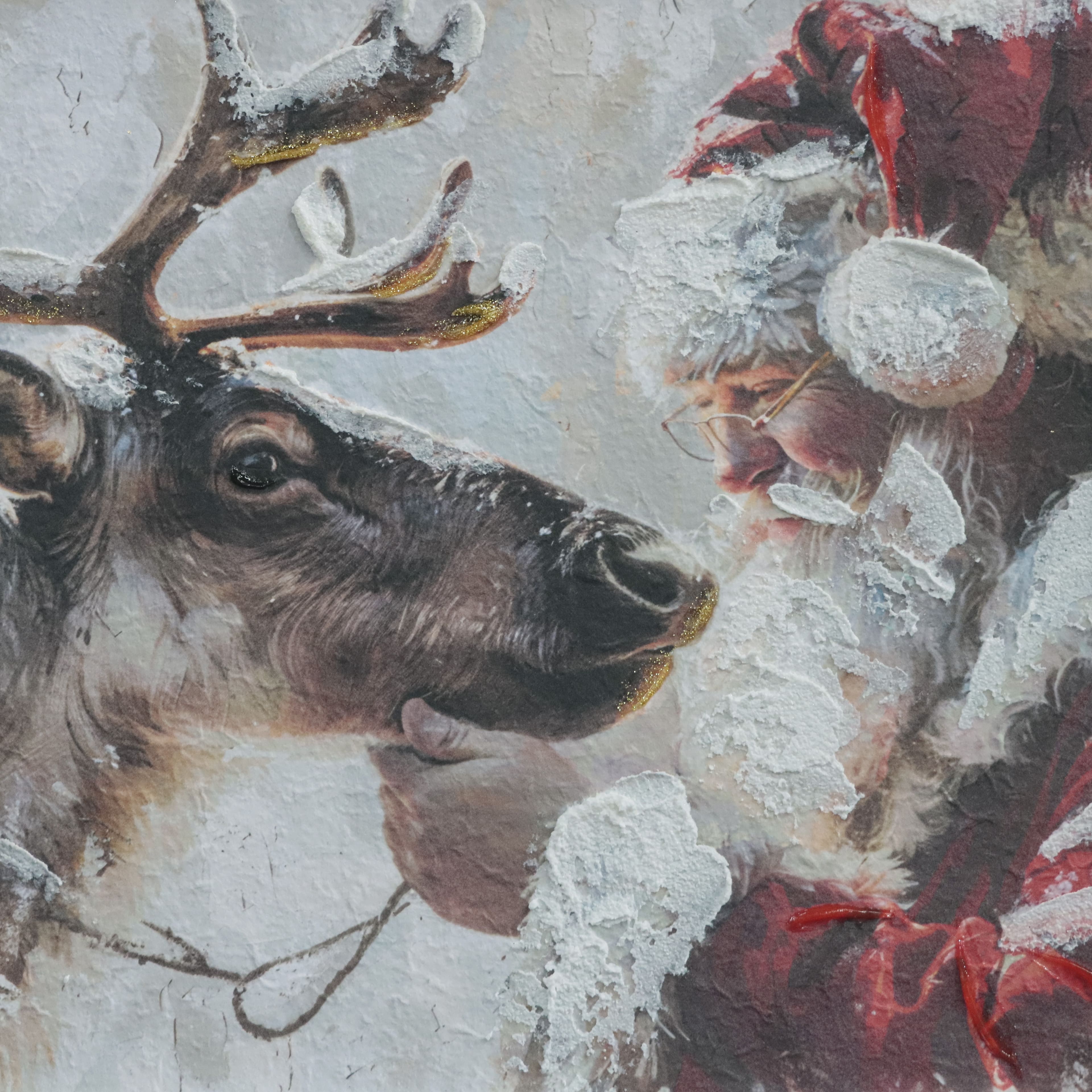 12&#x22; x 15&#x22; Santa with Reindeer Framed Canvas Wall D&#xE9;cor by Ashland&#xAE;