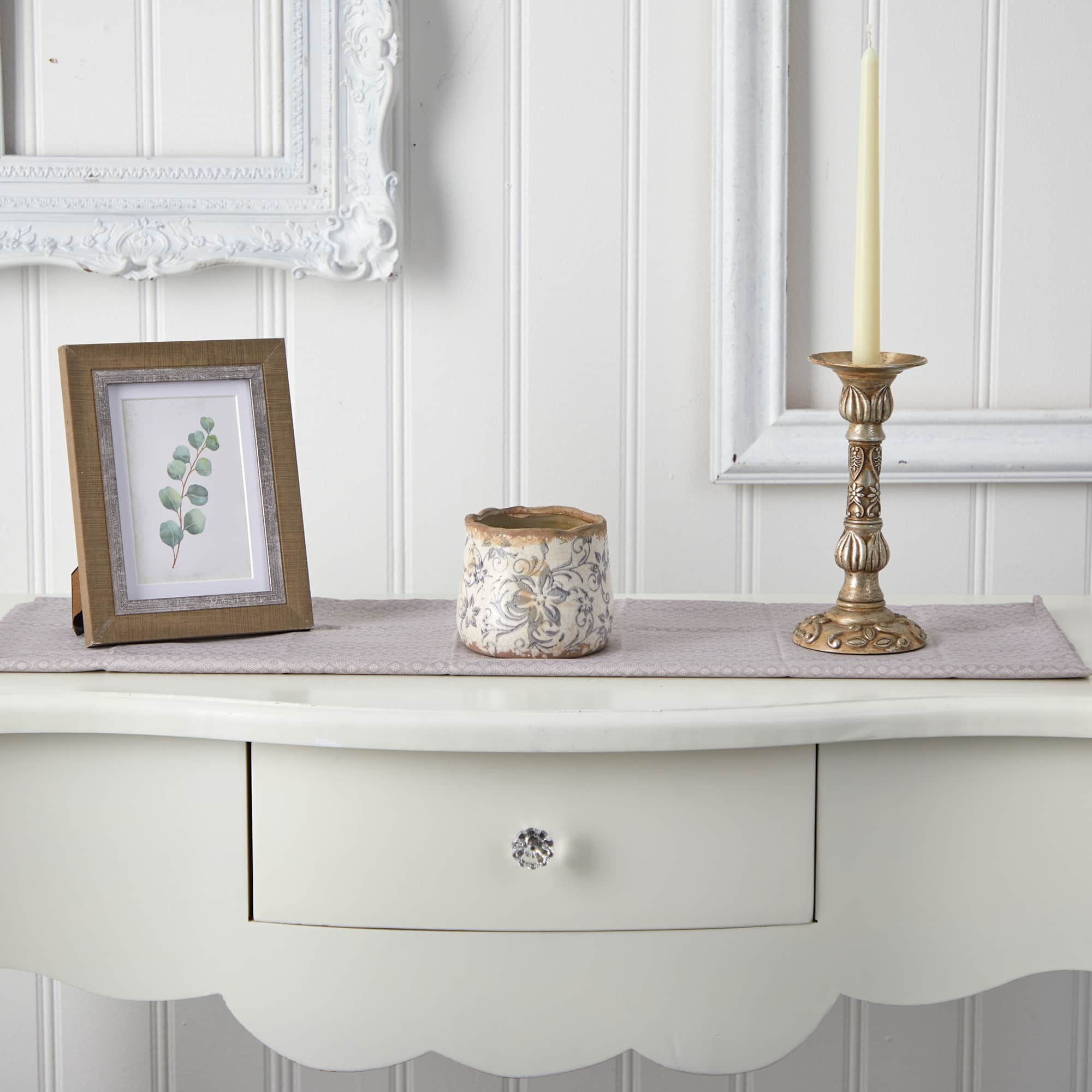 4" Tuscan Ceramic Gray Scroll Planter