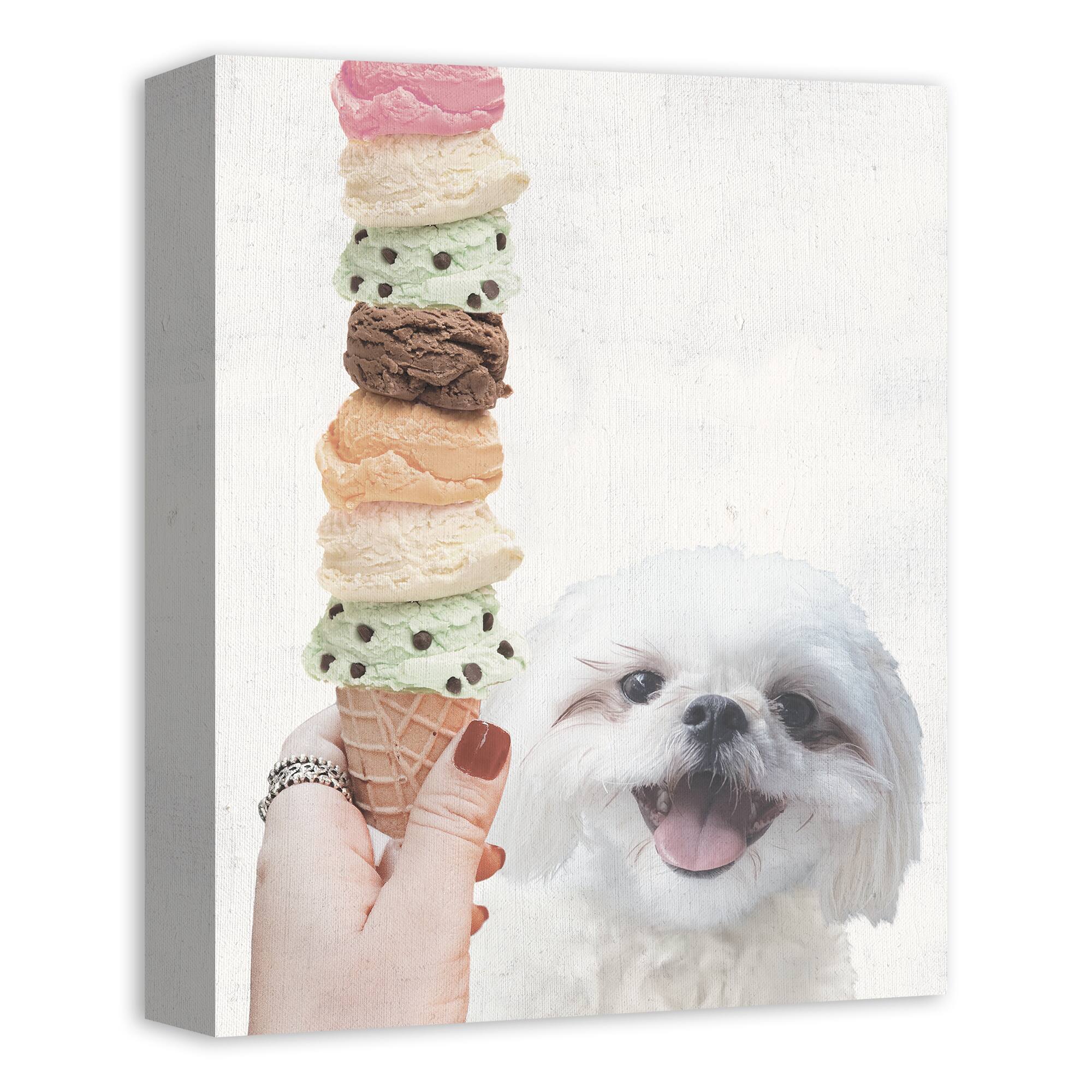 Shih Tzu With Ice Cream 1 Canvas Wall Art