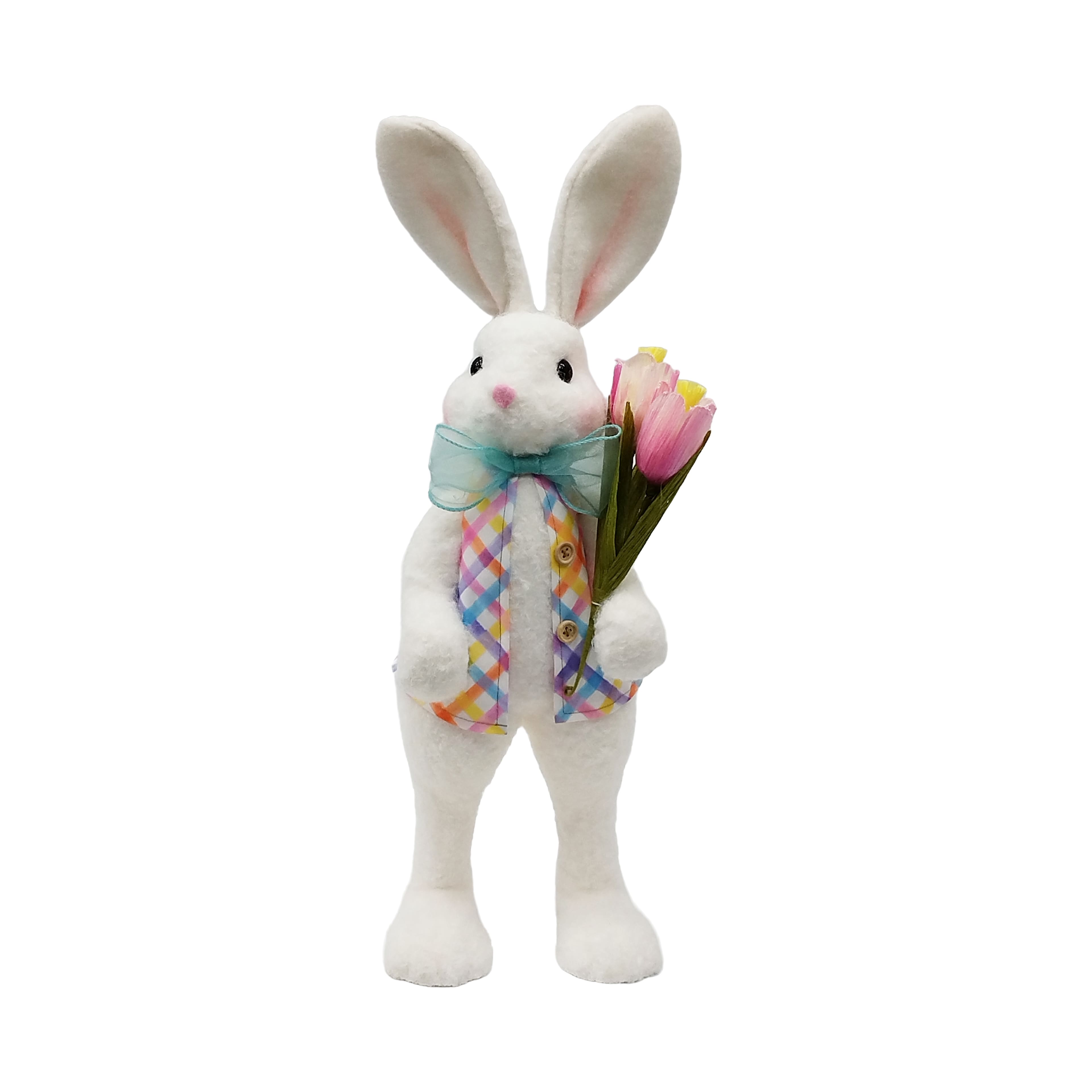 22" White Easter Bunny with Tulips Tabletop Décor by Ashland®