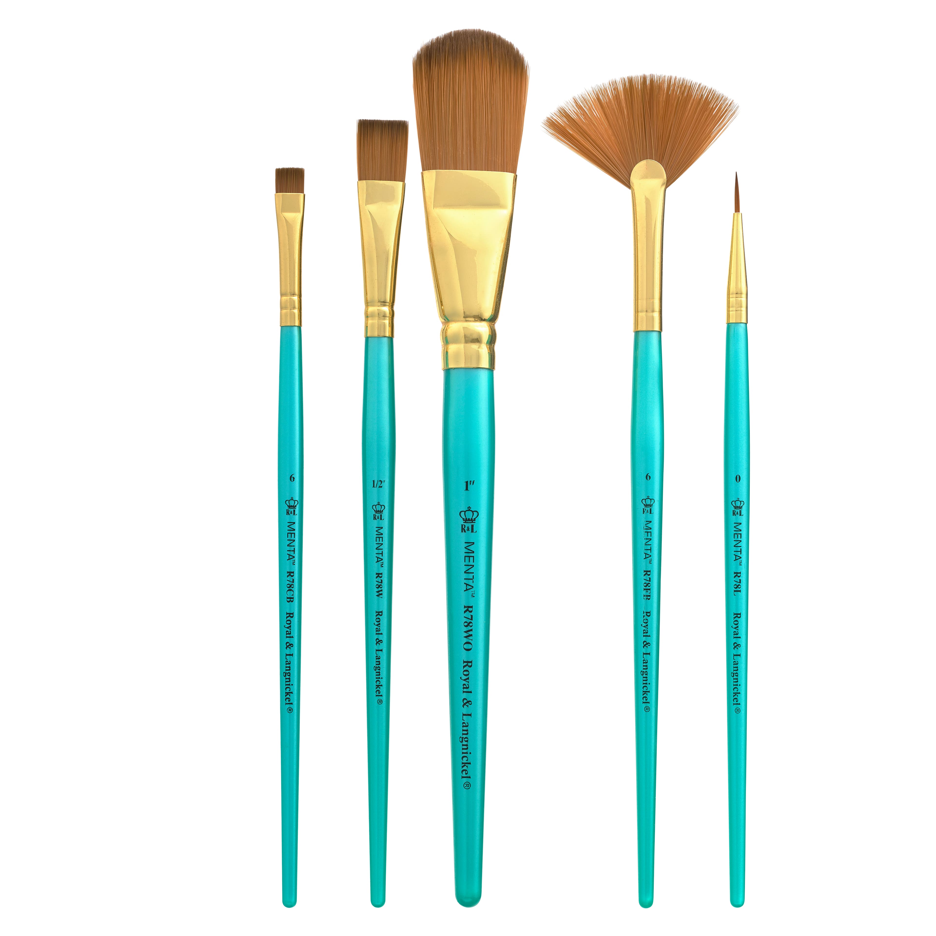 Royal &#x26; Langnickel&#xAE; Menta&#x2122; Fan &#x26; Liner Synthetic Acrylic 5 Piece Brush Set