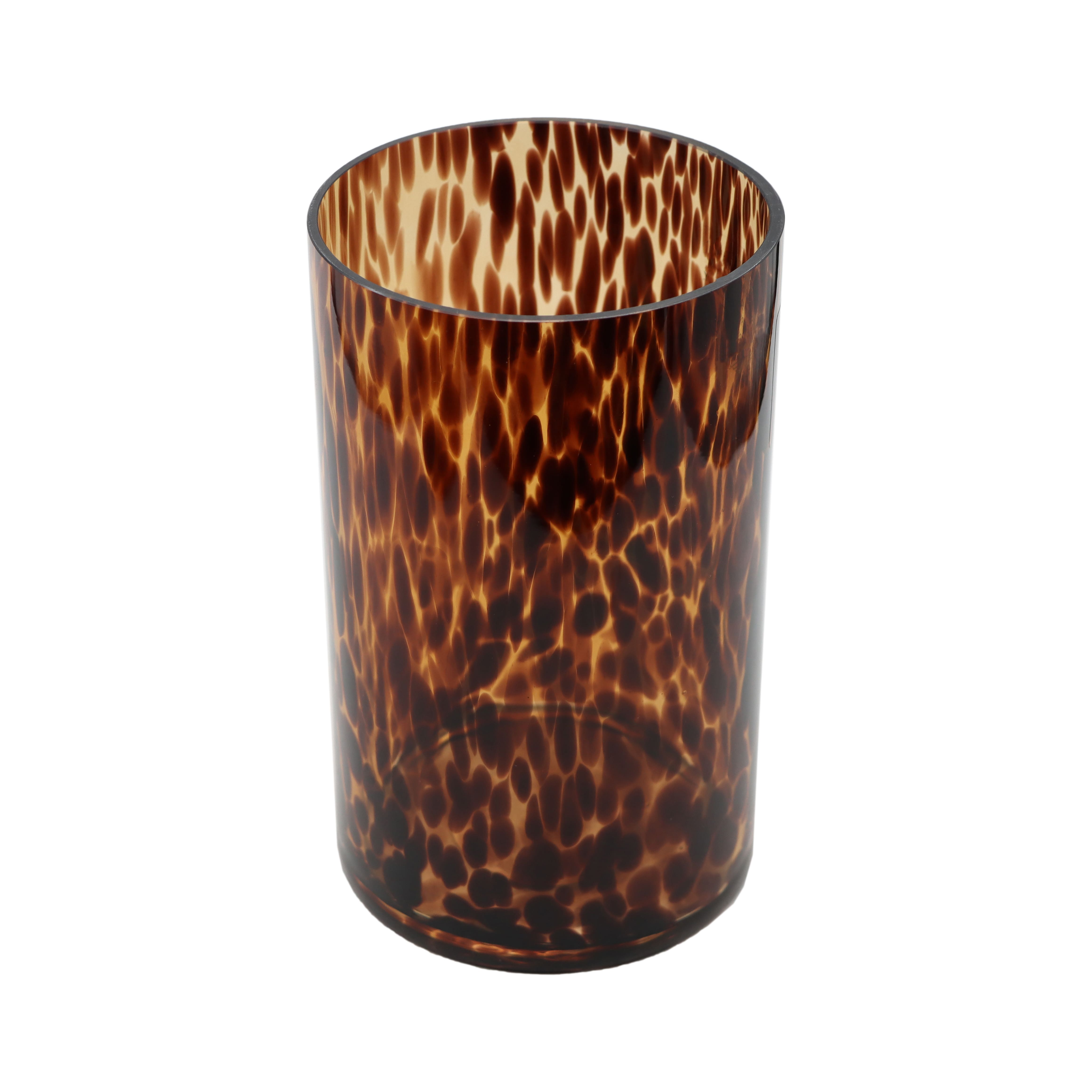 8&#x22; Amber Tortoiseshell Glass Cylinder Vase by Ashland&#xAE;