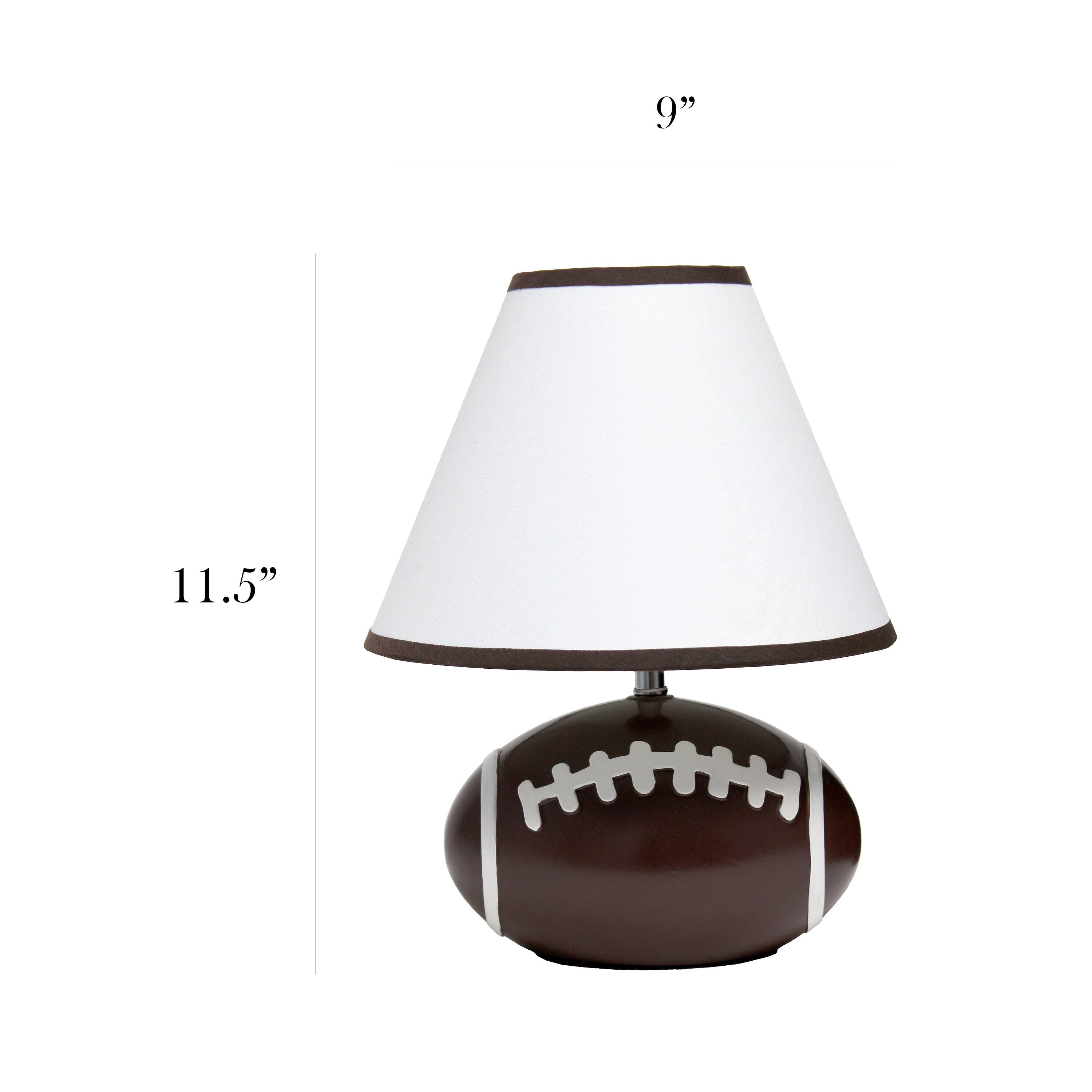 Simple Designs™ 11.5" Football Base Table Lamp with White Shade Brown Trim