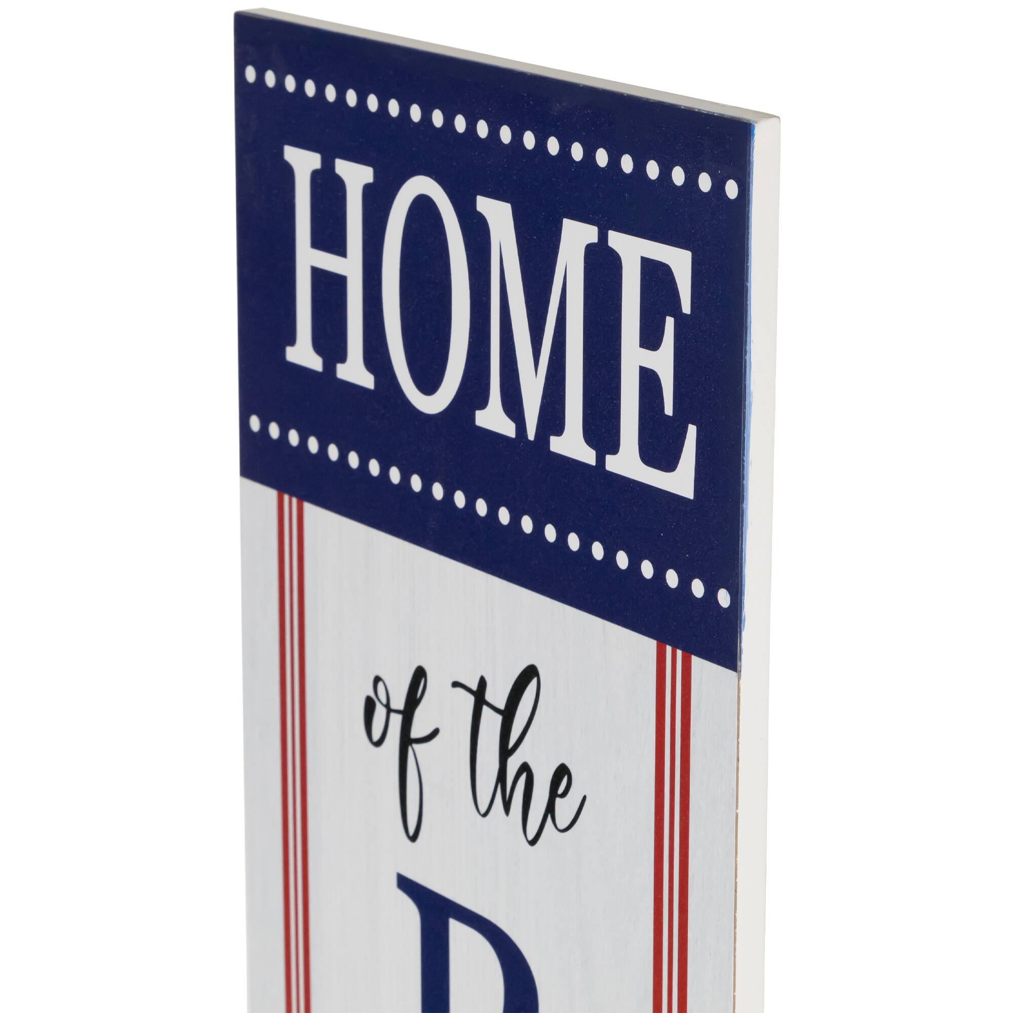36&#x22; Home of the Brave Patriotic Wood Wall Sign