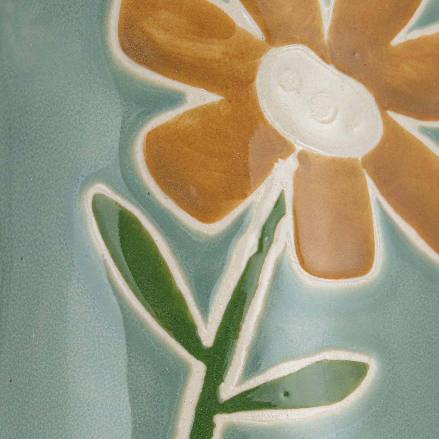 Hello Honey® 10" Hand-Painted Wax Relief Pattern Stoneware Pitcher