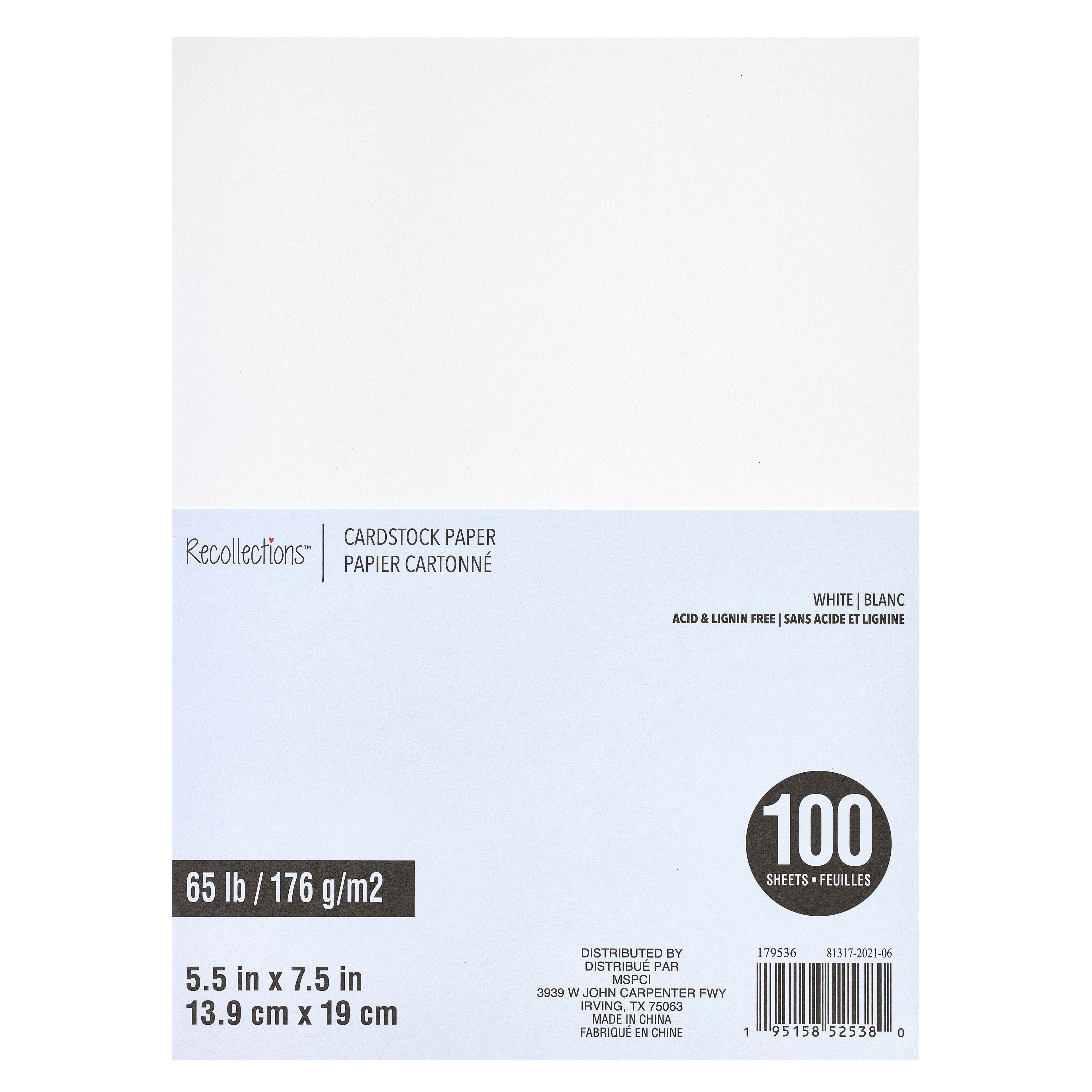 5 5 X 7 5 Cardstock Paper By Recollections 100 Sheets Michaels