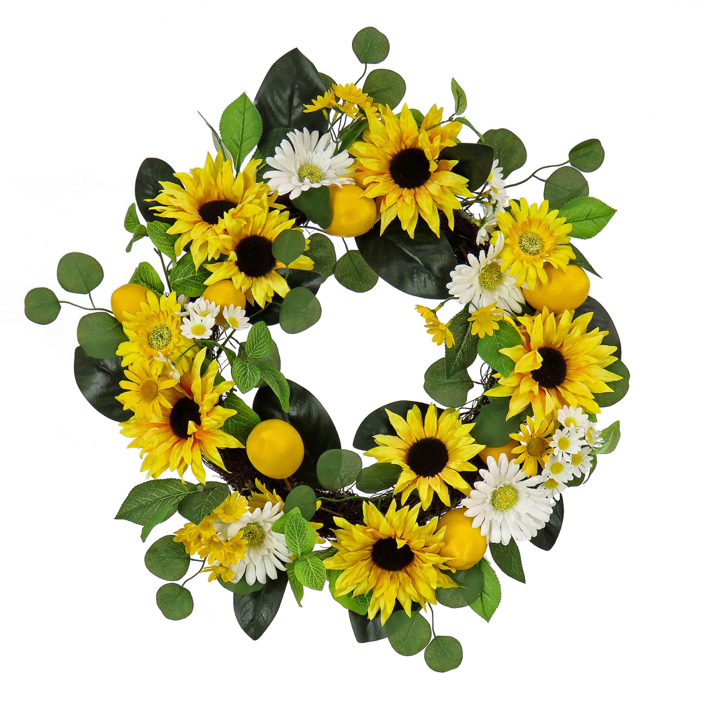 24&#x22; Daisy, Sunflower &#x26; Lemon Wreath