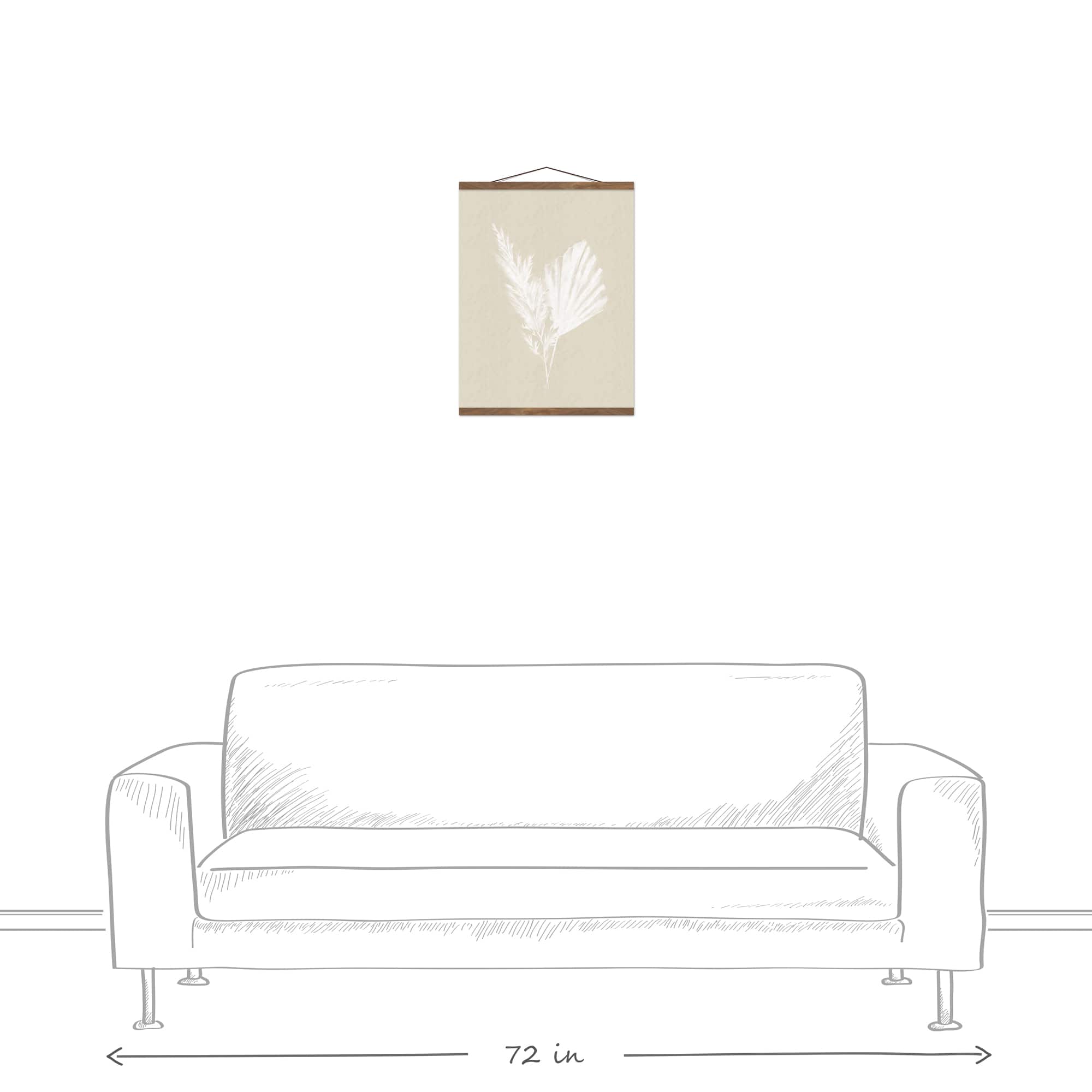 Boho Leaves Silhouette II Teak Hanging Canvas