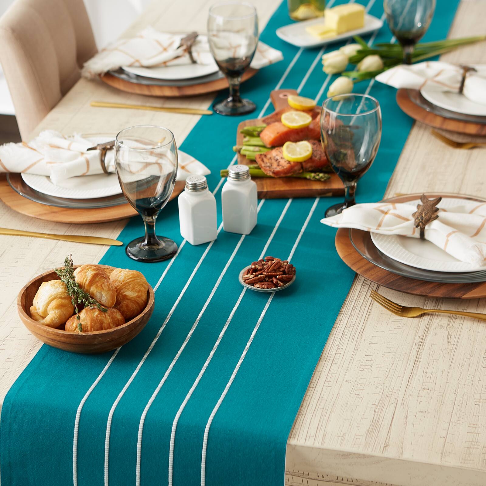 DII&#xAE; 72&#x22; Striped Tassel Table Runner