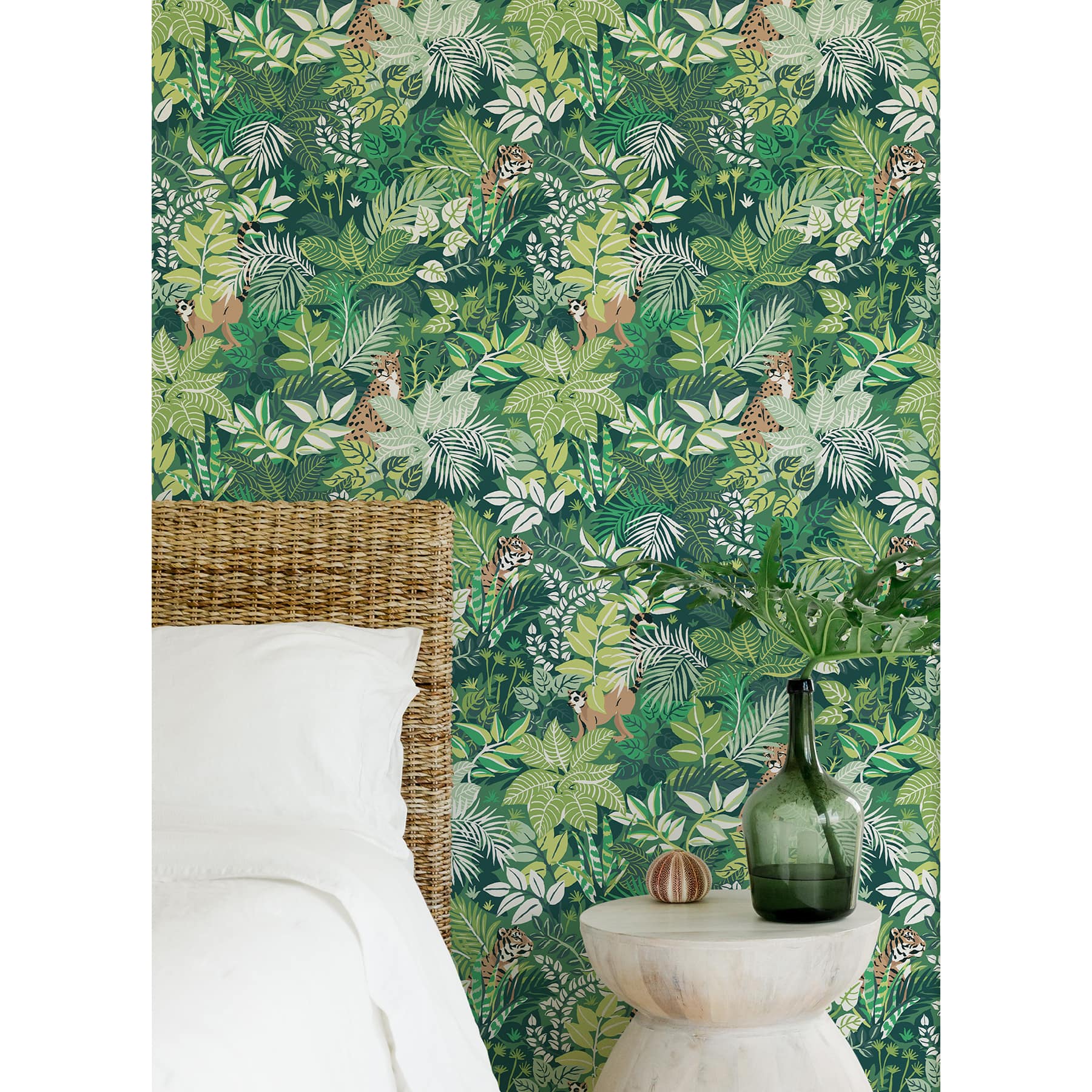 NuWallpaper PrintFresh Sage Tropical Oasis Peel &#x26; Stick Wallpaper