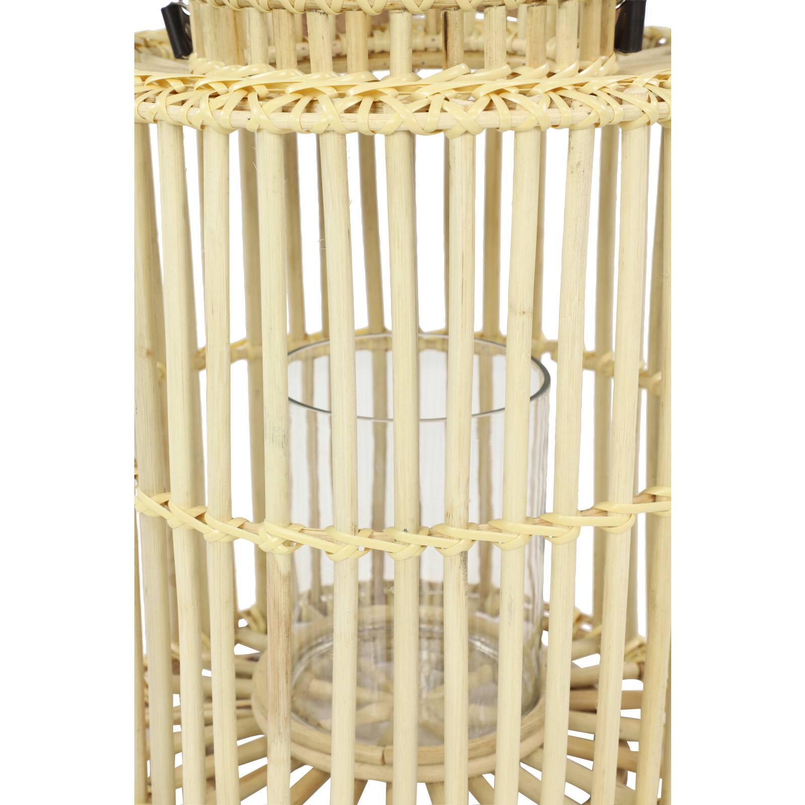 Light Brown Rattan Coastal Candle Holder Lantern, 18" x 14" x 14"