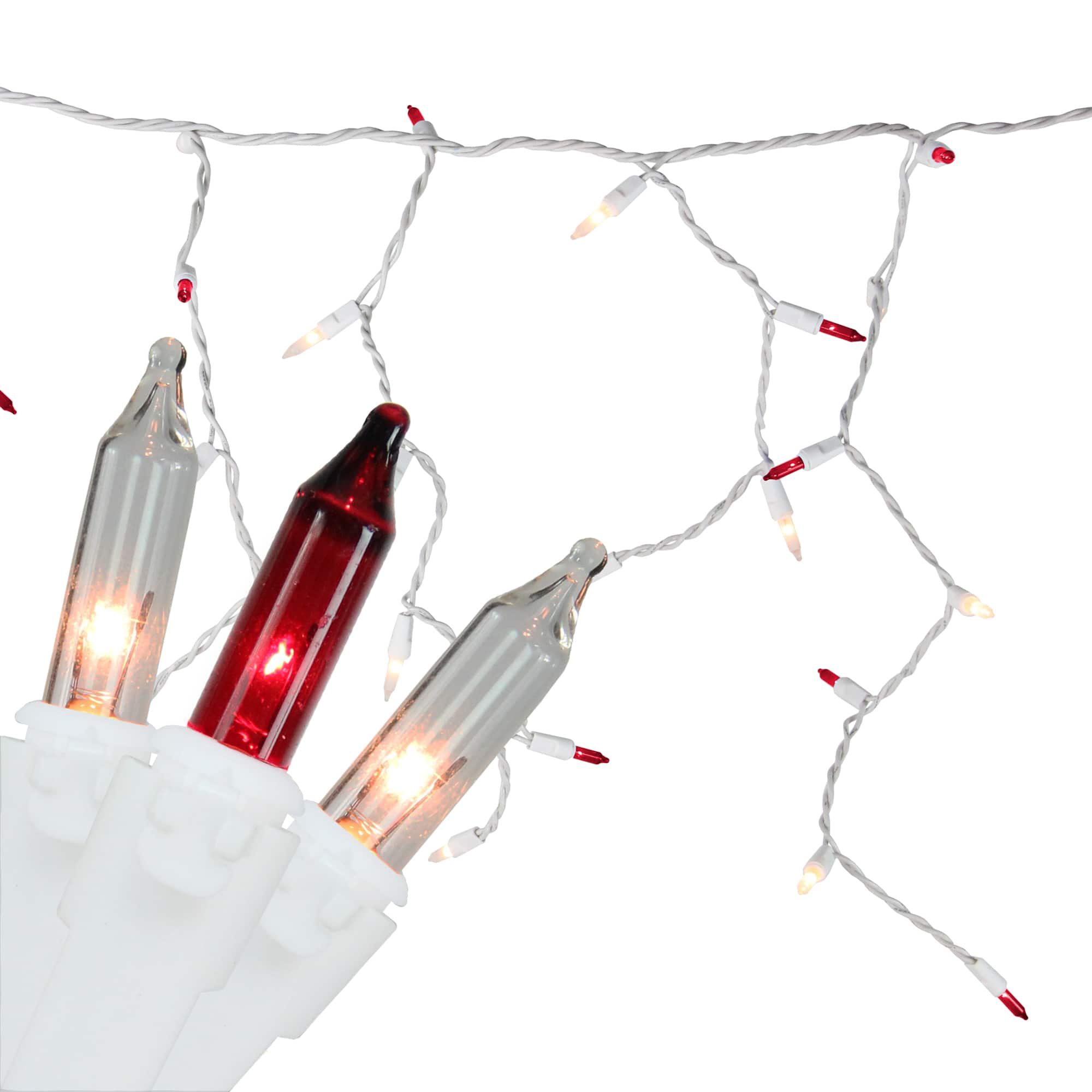 50ct. Red &#x26; Clear Mini Icicle Christmas String Lights