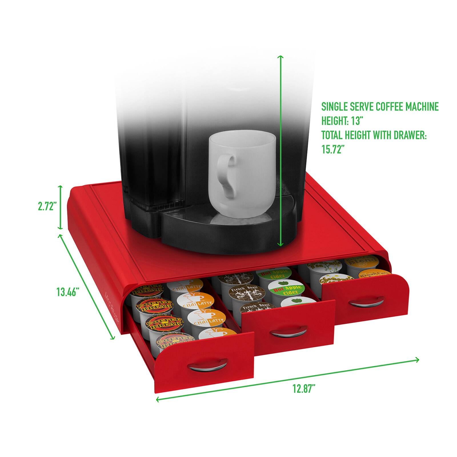 Mind Reader Red 36 Capacity Single Serve Coffee Pod Holder Drawer