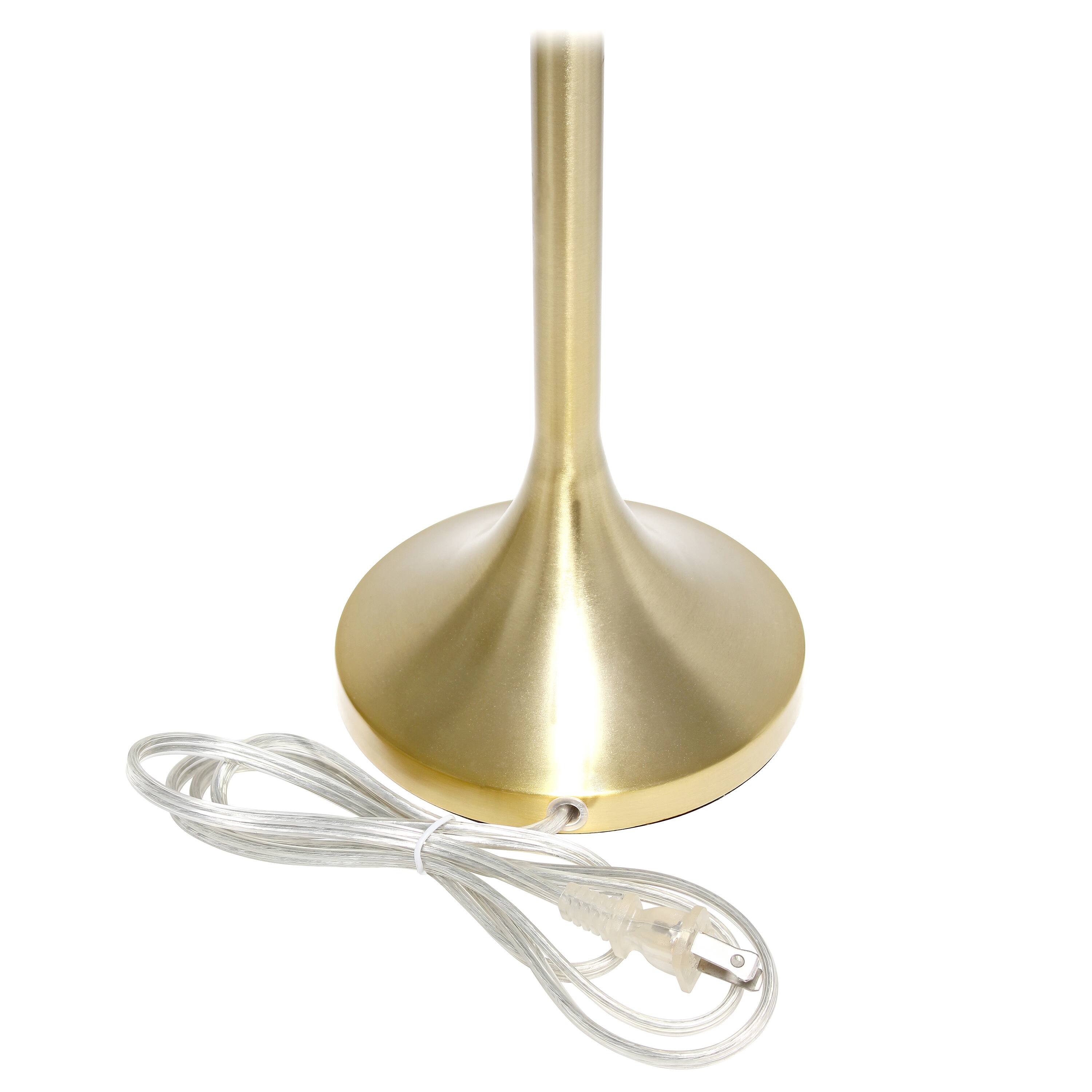 Simple Designs 21.5&#x22; Tapered Gold Table Lamp with Fabric Drum Shade
