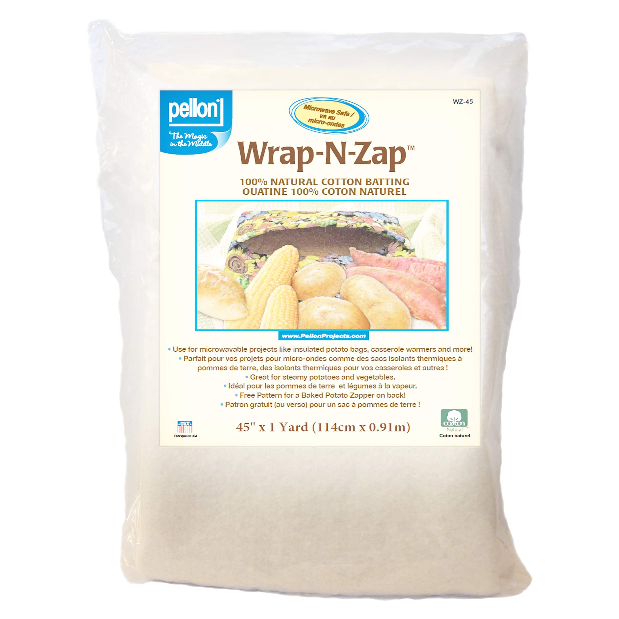 6 Pack: Pellon® Wrap-N-Zap® 45" x 1yd. Microwaveable Cotton Batting