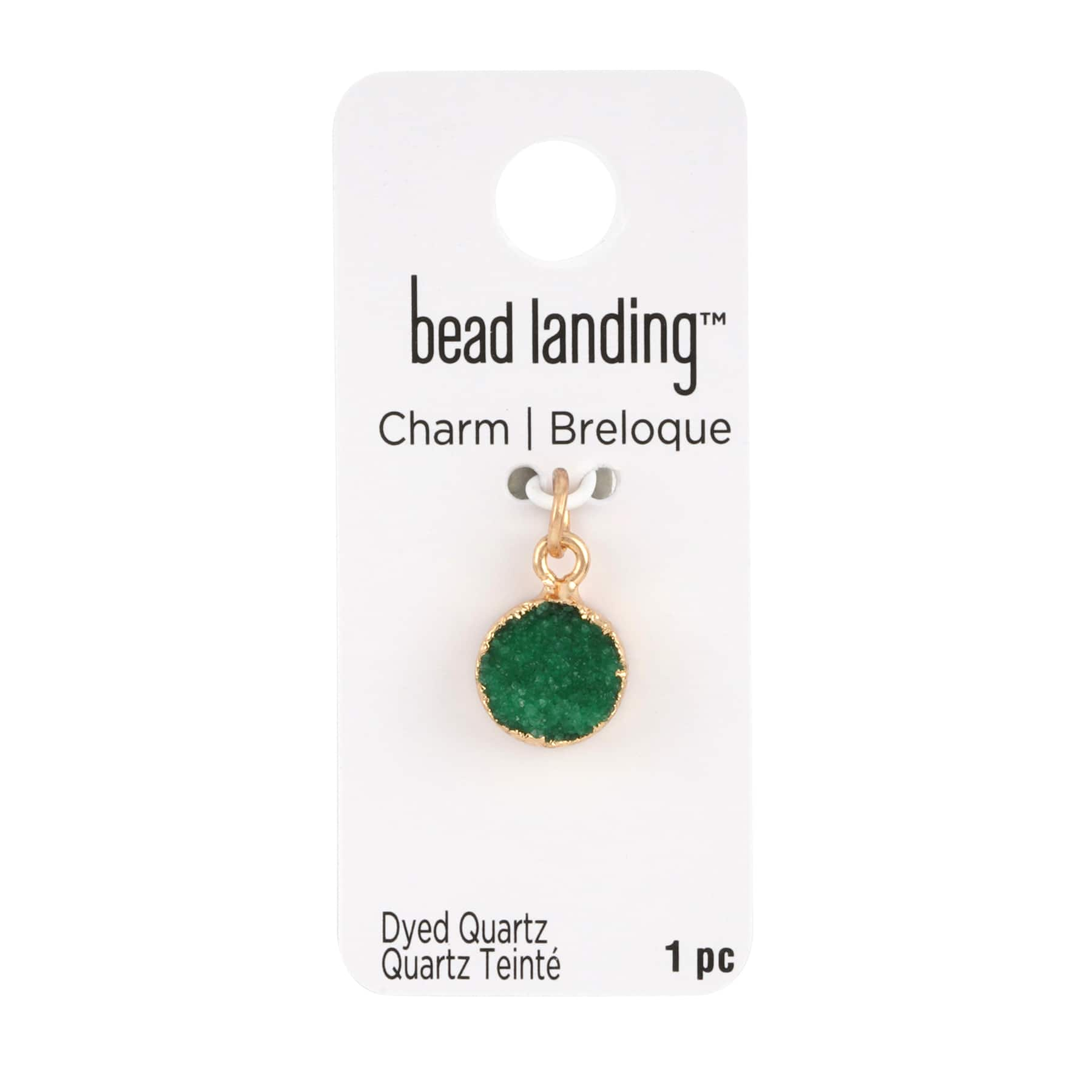 Round Green Dyed Quartz Charm by Bead Landing&#x2122;