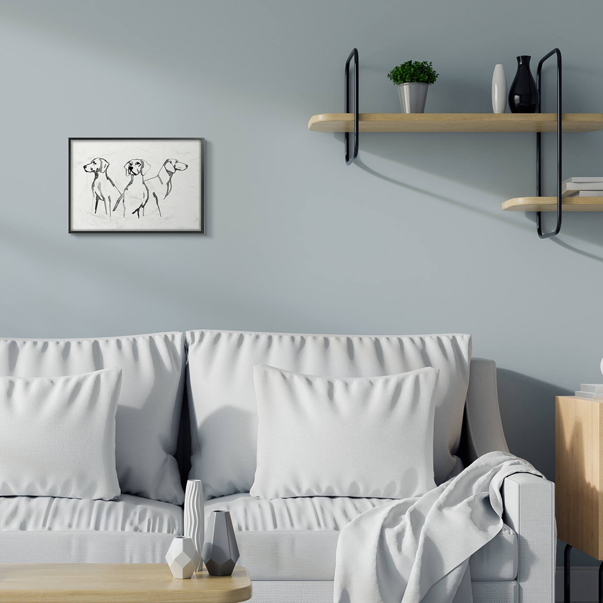 Stupell Industries Trio of Dogs Wall Art in Black Frame