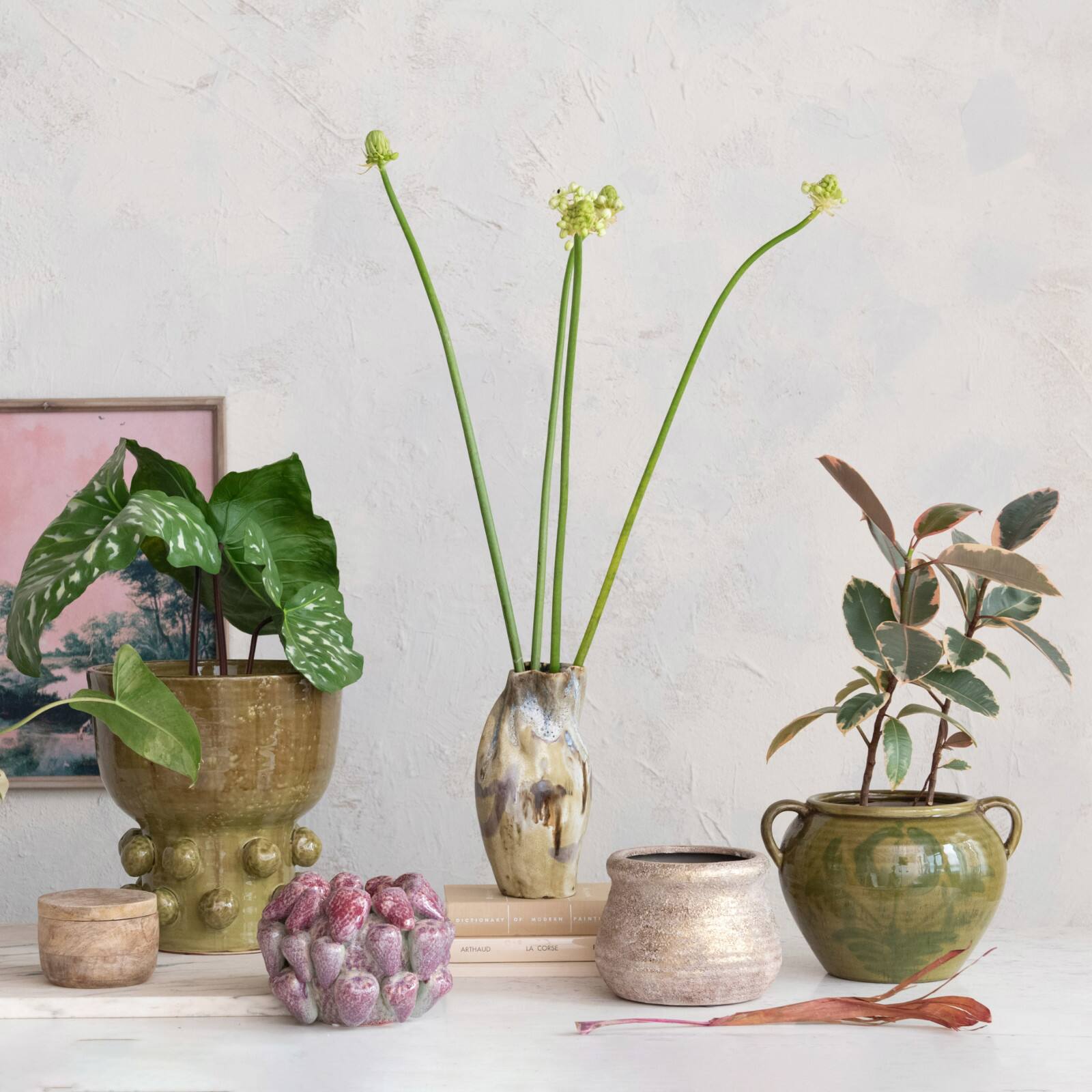 Hello Honey&#xAE; 5.75&#x22; Gold Round Volcano Terra Cotta Planter
