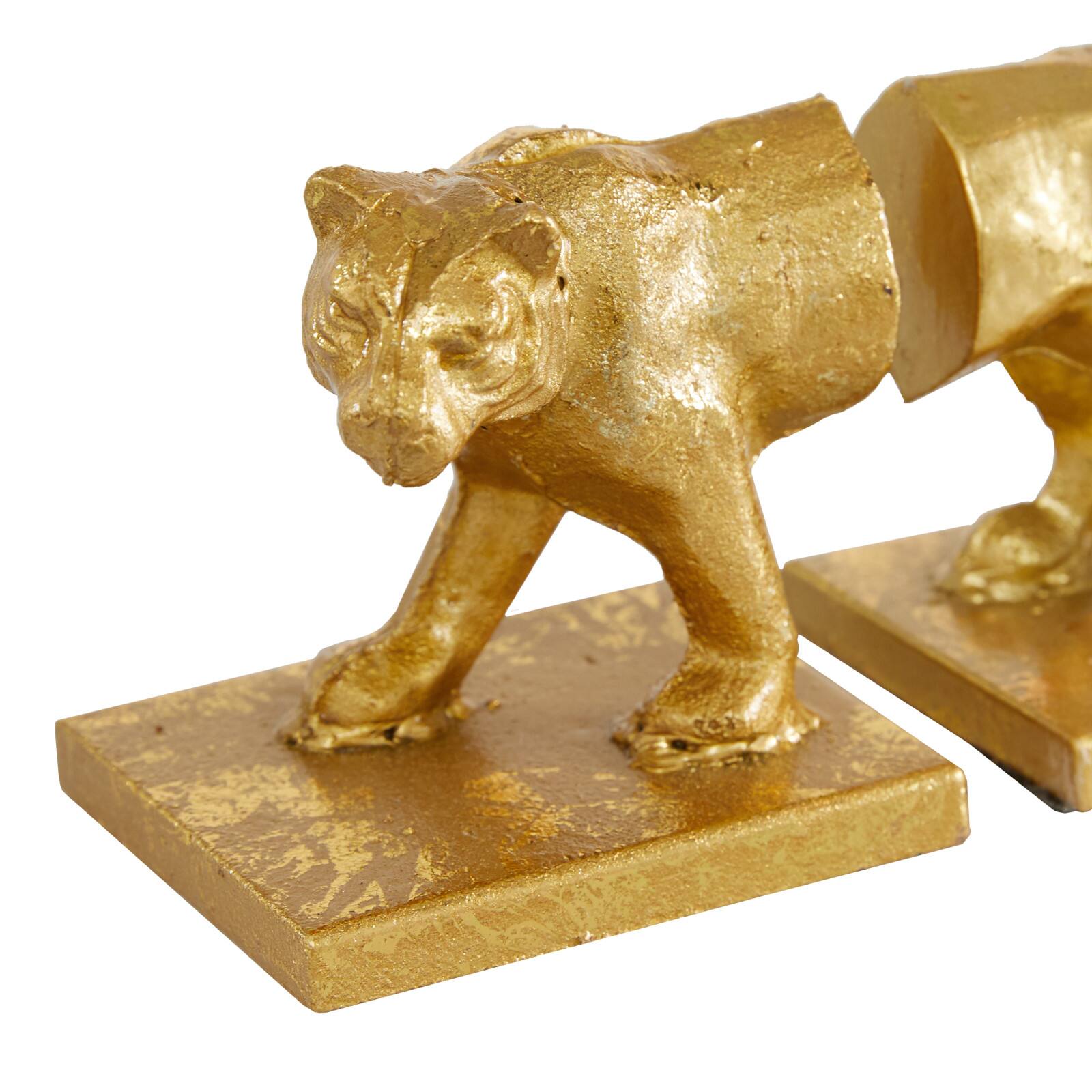 5&#x22; Gold Iron Cougar Glam Bookends