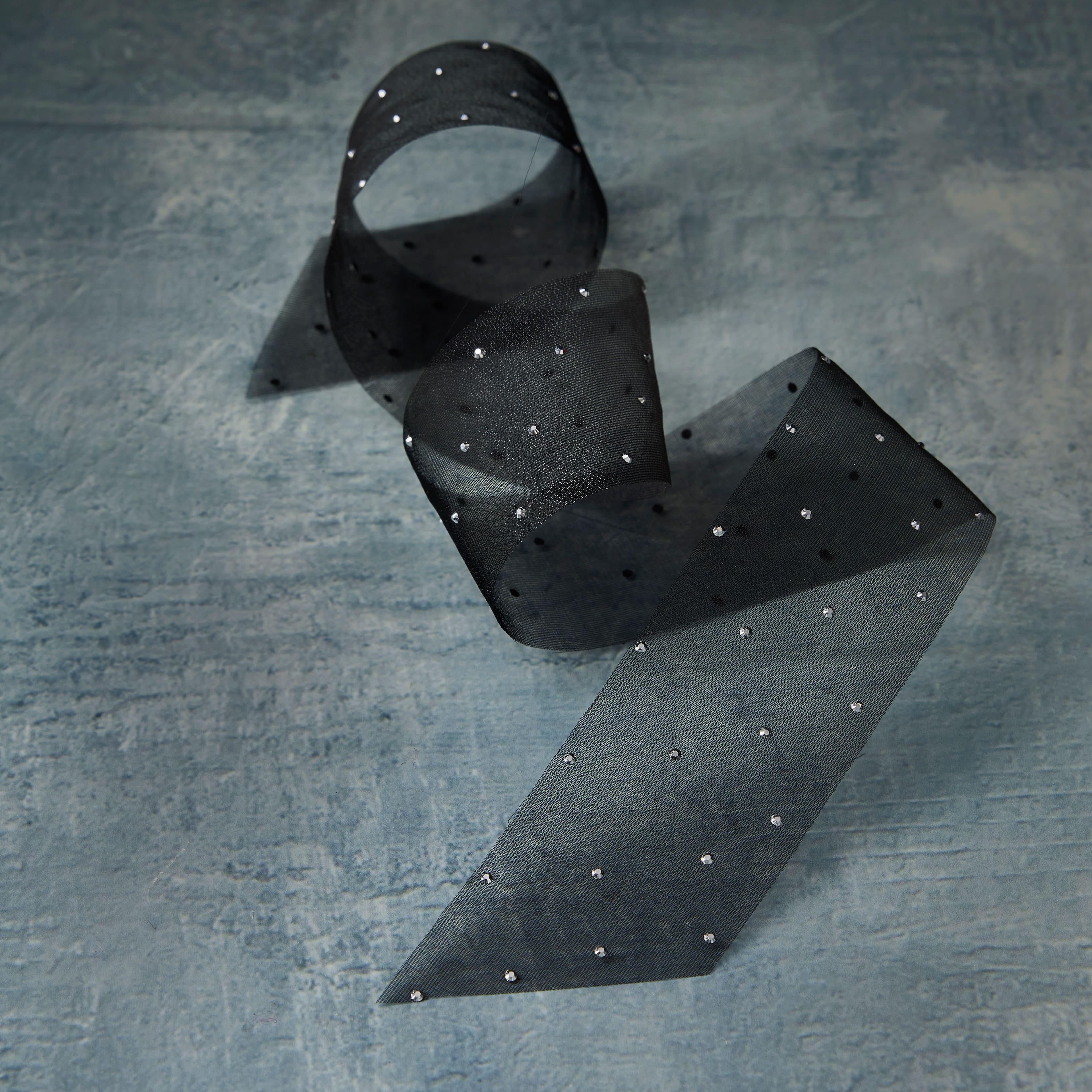 1.5" x 3yd. Black & Silver Dotted Ribbon by Celebrate It®