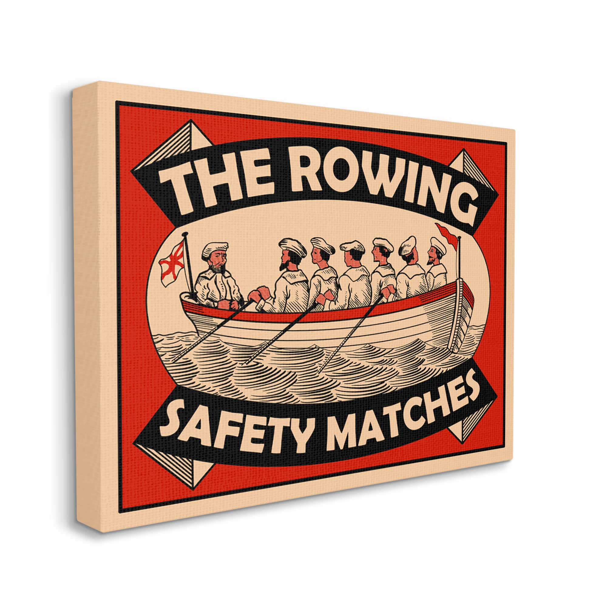 Stupell Industries The Rowing Team Safety Matches Vintage Nautical Sport Canvas Wall Art