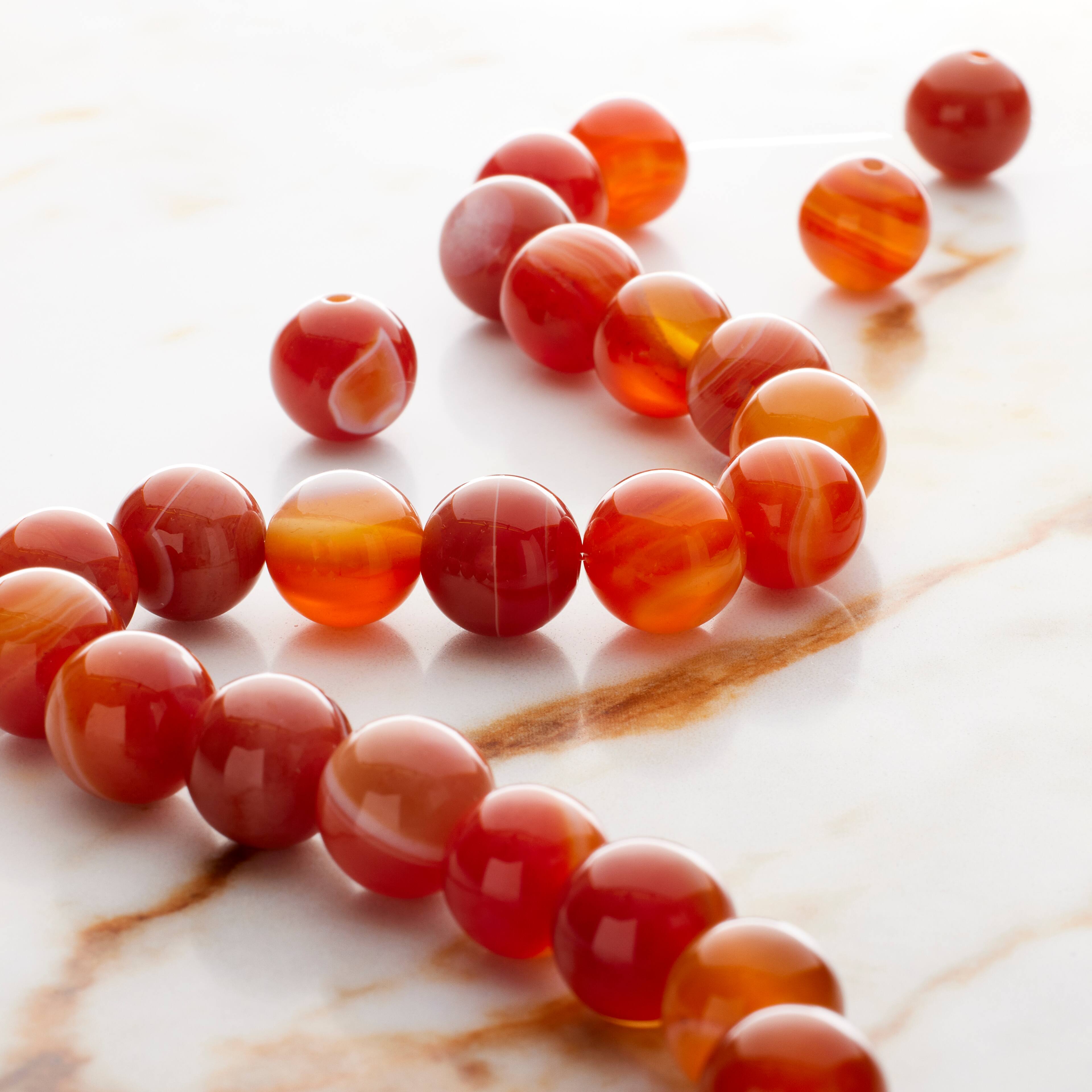 12 Pack: Red Dyed Stripe Agate Round Beads, 10mm by Bead Landing™