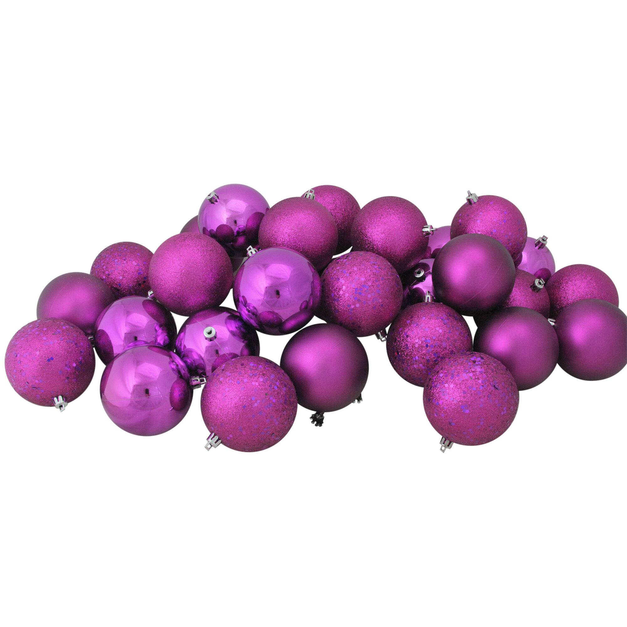 32ct Shatterproof 3.25&#x201D; 4-Finish Ball Ornament, Light Magenta