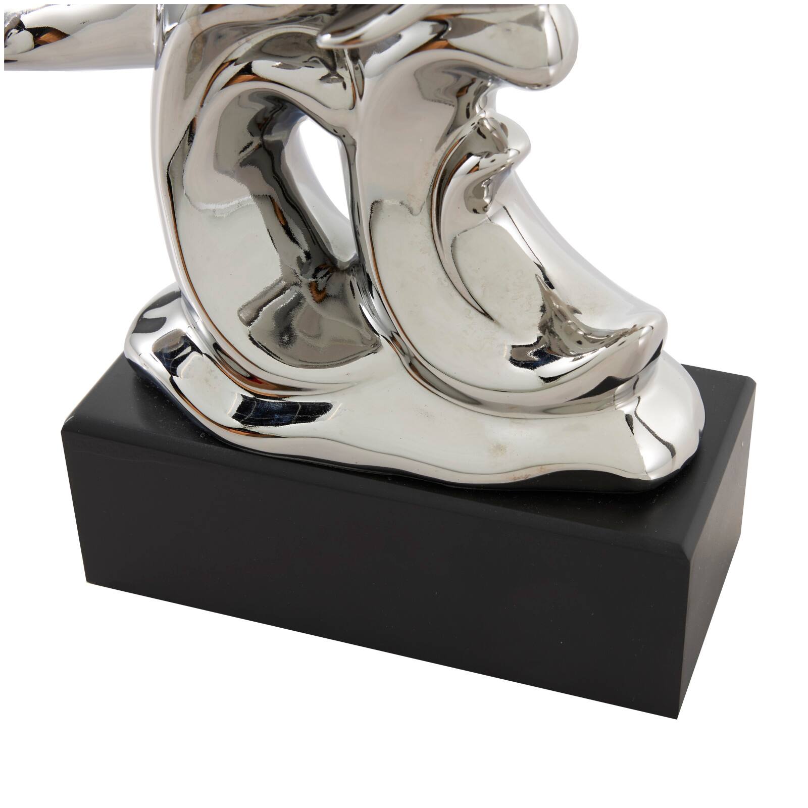 10&#x22; Silver Ceramic Dolphin Sculpture