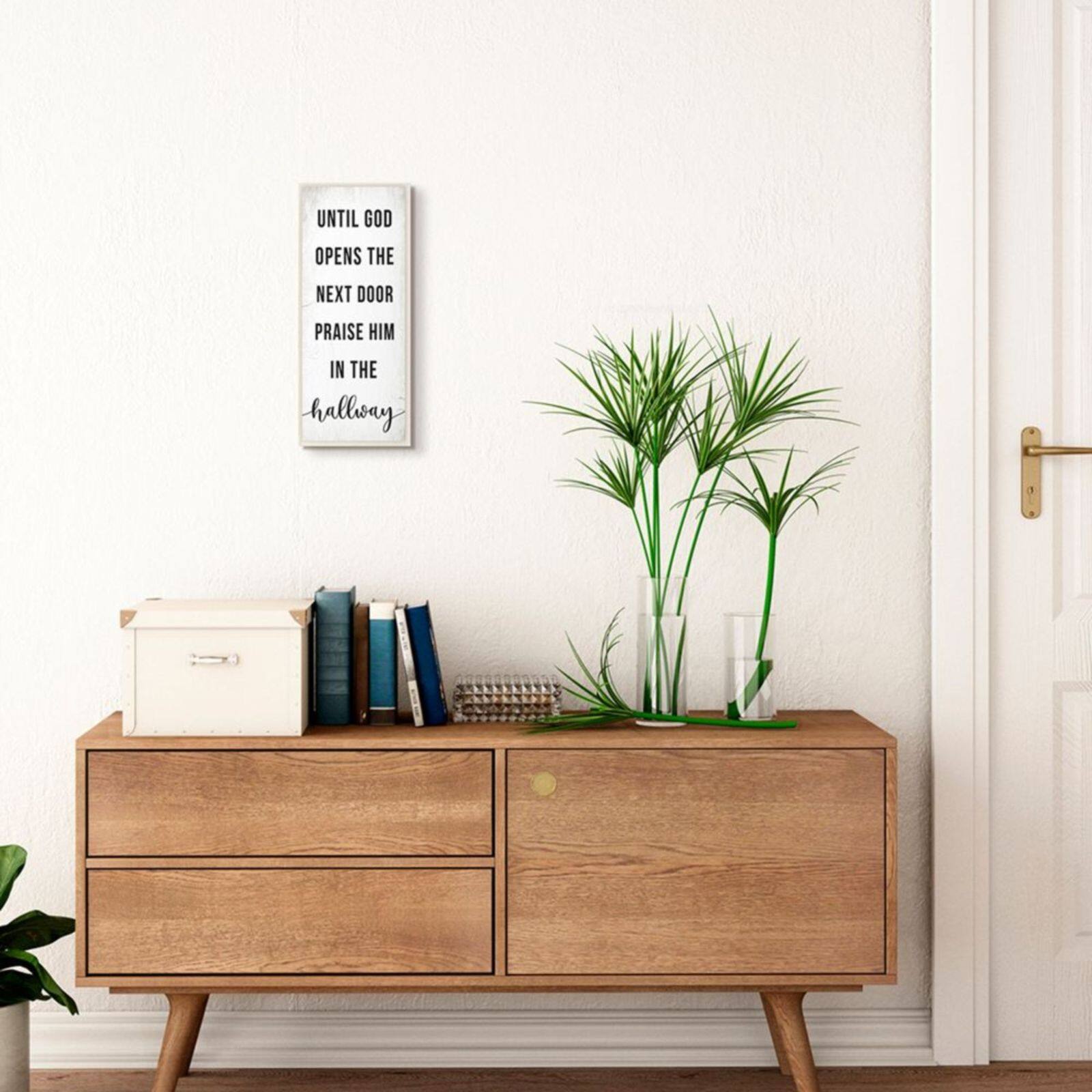 Stupell Industries God Opens the Door Phrase Wooden Wall Plaque