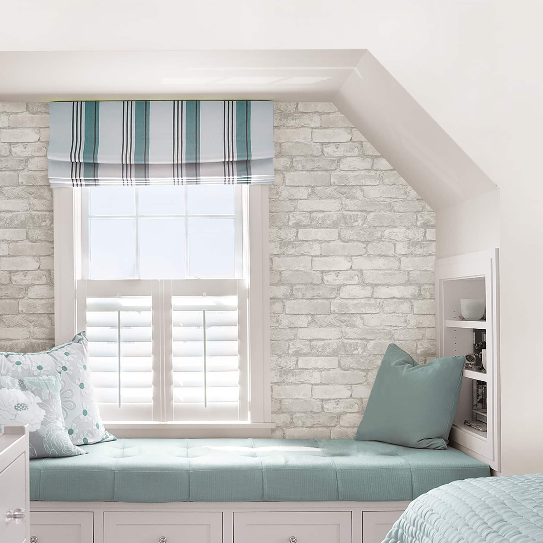 NuWallpaper Gray & White Brick Peel & Stick Wallpaper