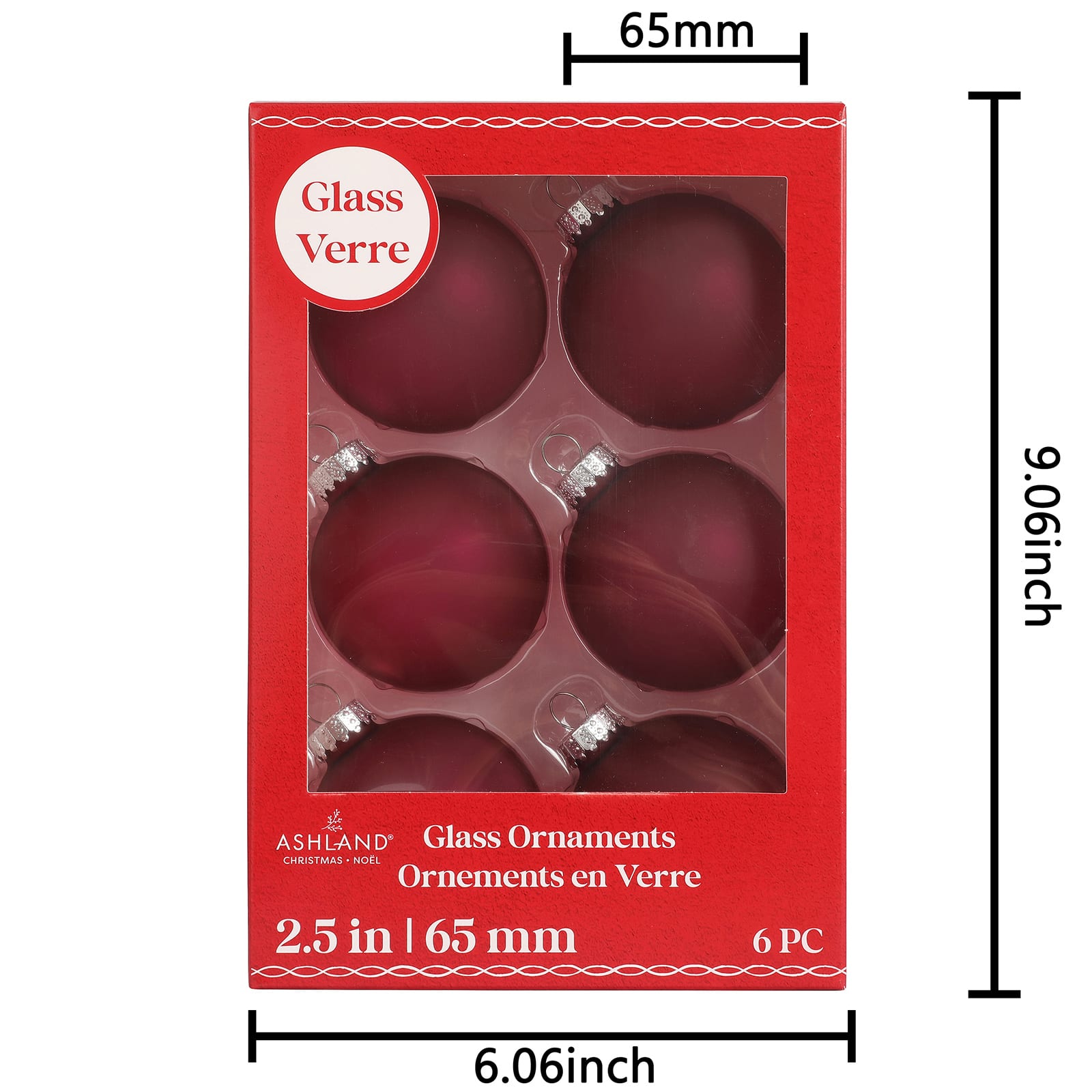 6 Pack 2.5&#x22; Frosted Glass Ball Ornaments by Ashland&#xAE;