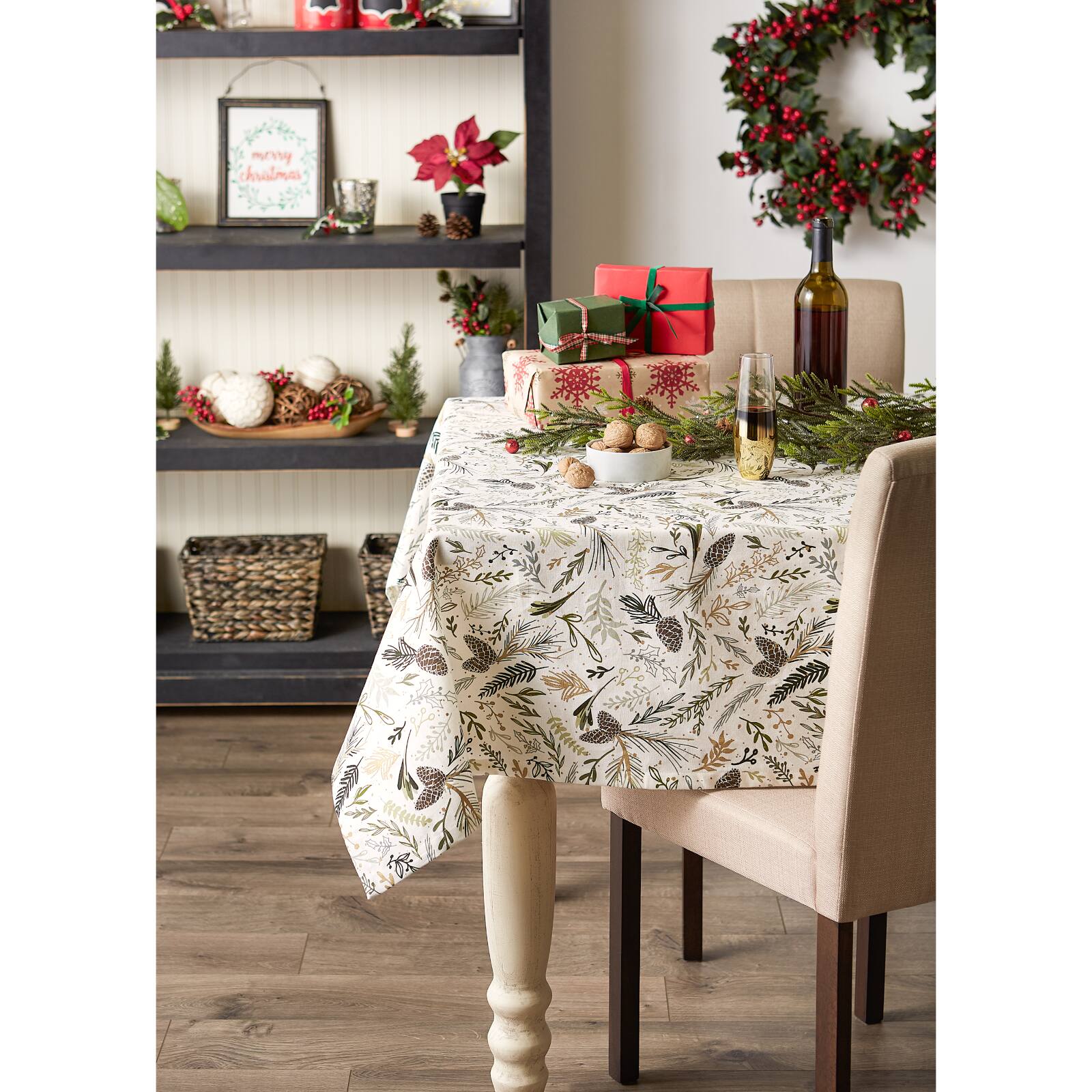 Sparkle Sprigs Printed Tablecloth, 60" x 84"