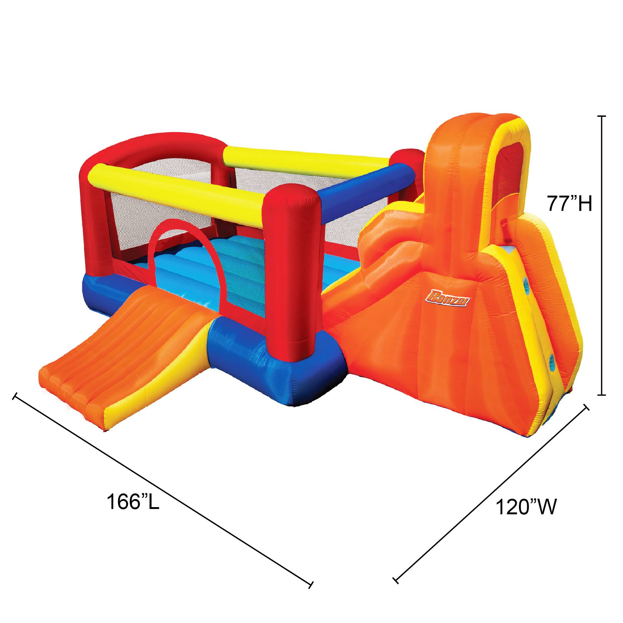 Banzai&#xAE; Inflatable Double Slide Bouncer&#x2122; Outdoor Toy