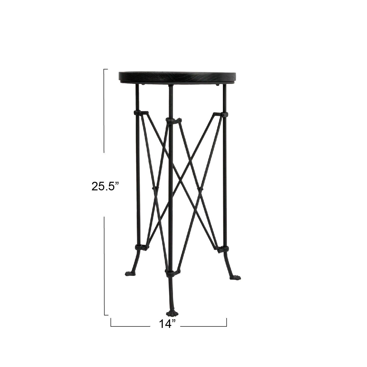 Hello Honey&#xAE; 2ft. Black Wood Top Modern Round Metal Accent Table