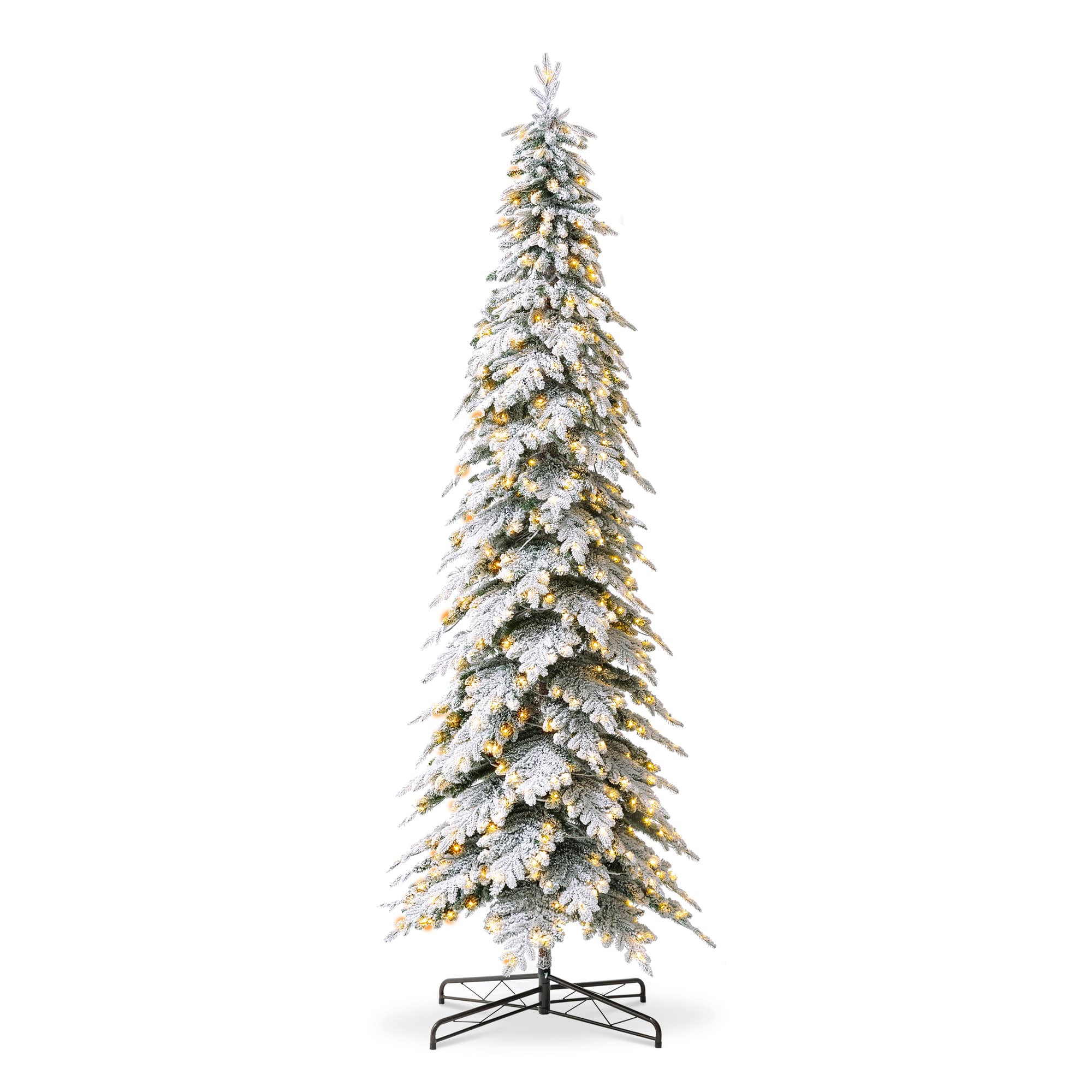 11ft. Pre-Lit Flocked Spruce Artificial Christmas Tree, Warm White Lights