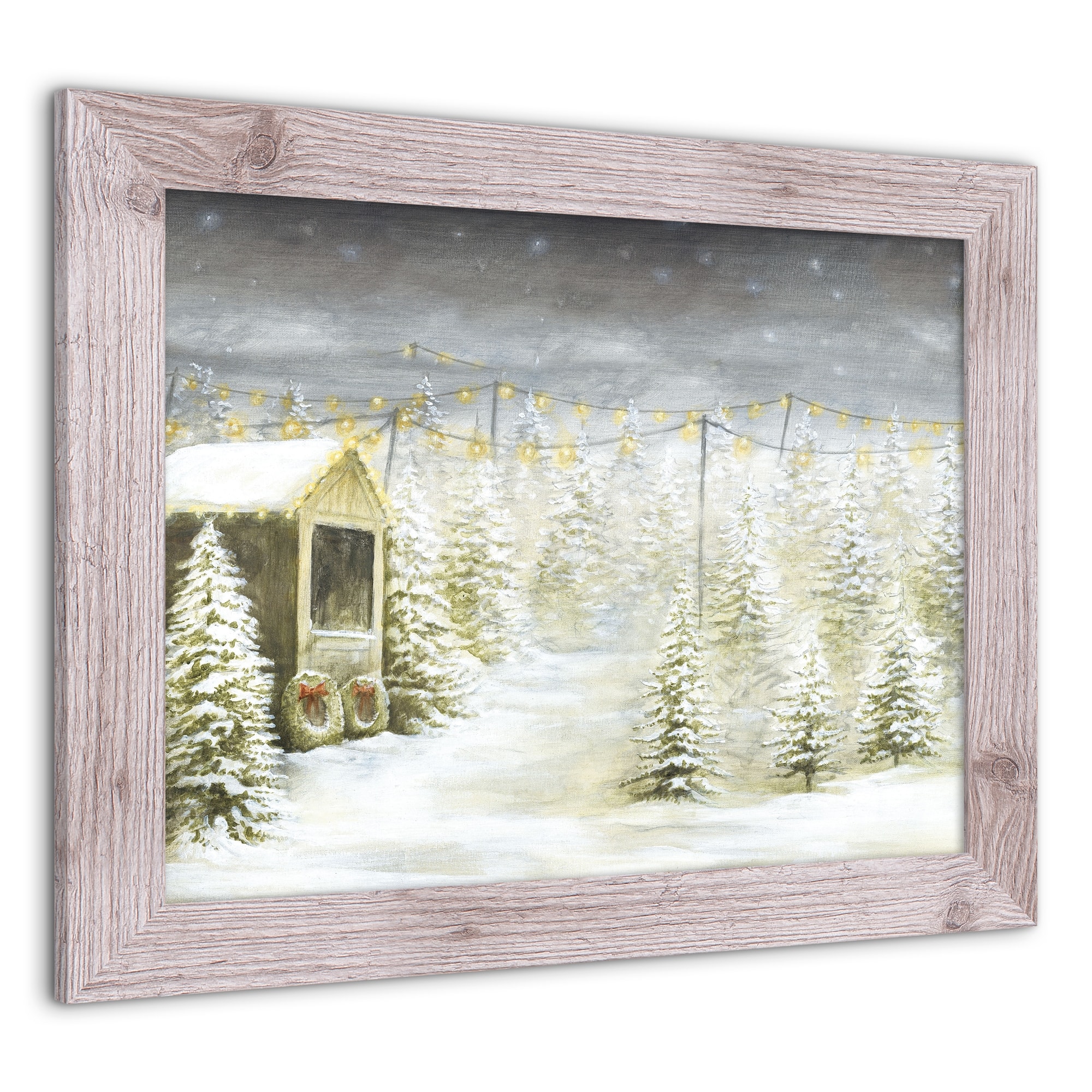 Snowy Christmas Tree Farm Framed Wall Art