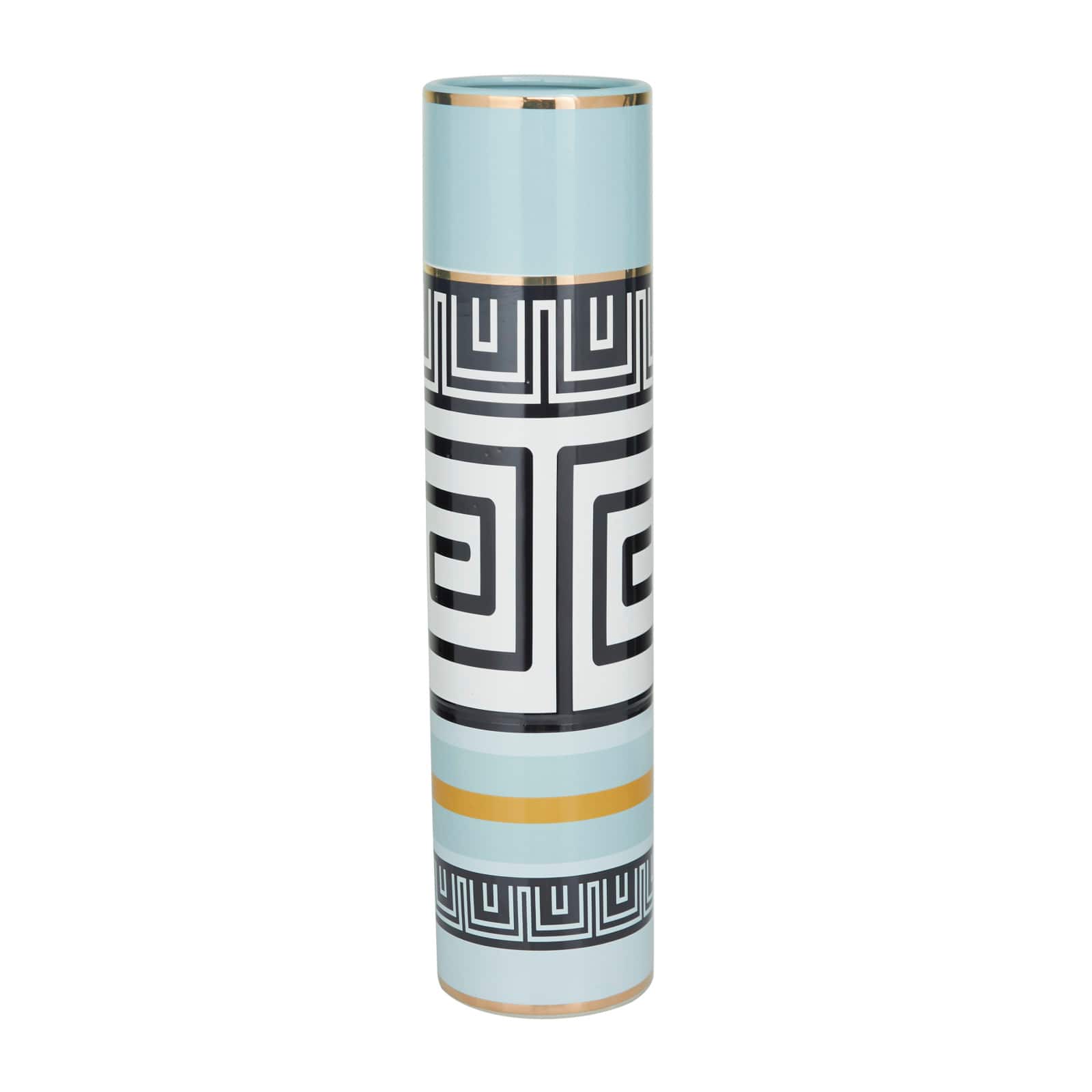 Teal Stoneware Modern Vase, 21 x 5 x 5 By Ivory And Iris