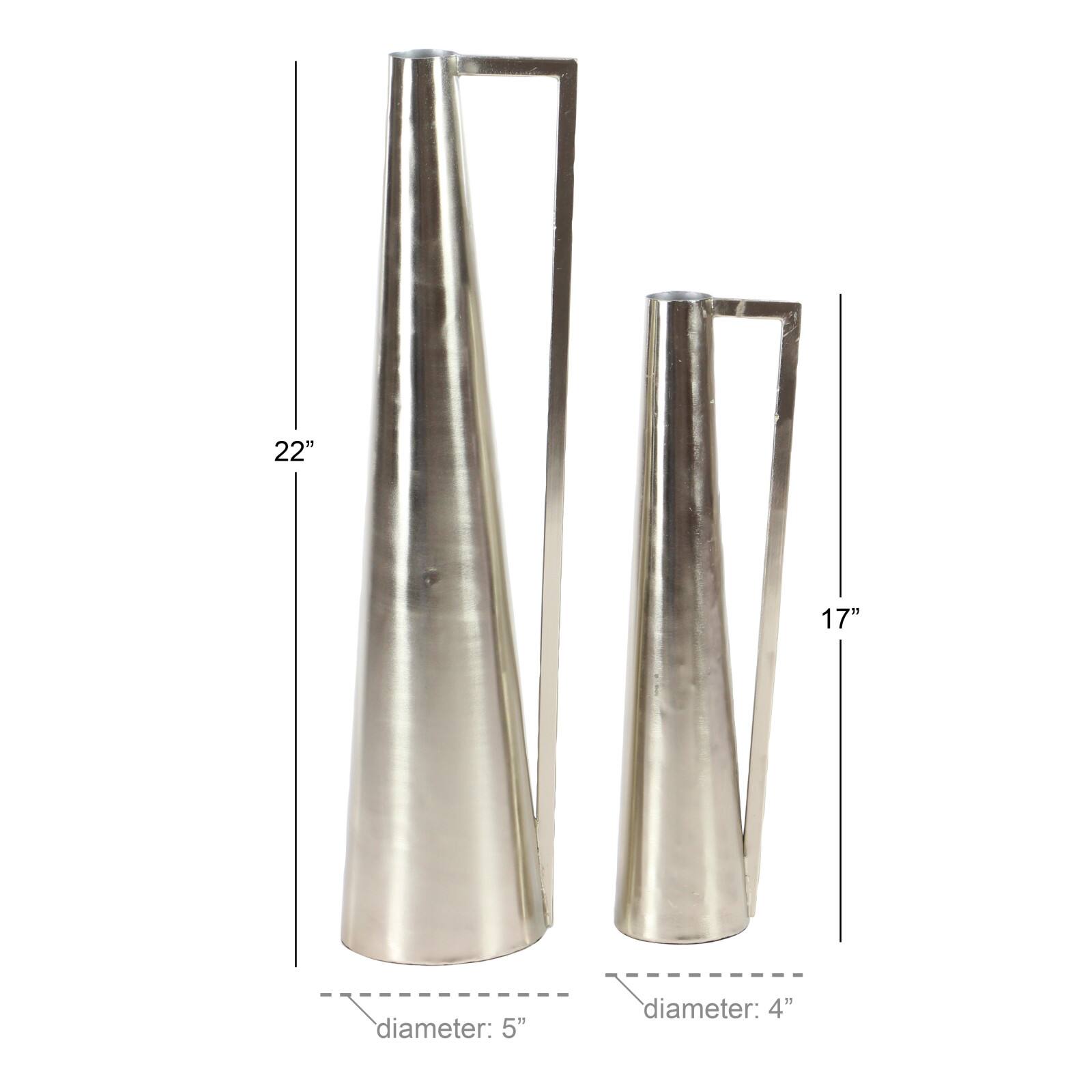 Silver Metal Glam Vase Set