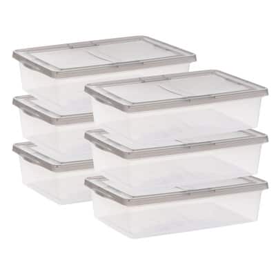 IRIS Clear Stackable Storage Boxes with Gray Lid | Michaels