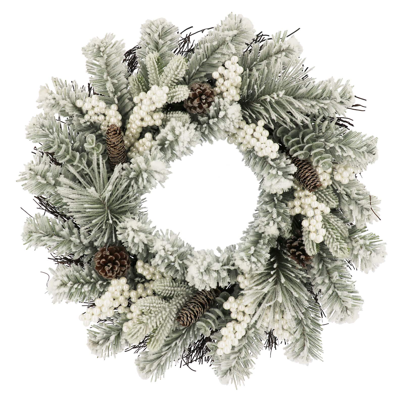 24&#x22; Snowy Pine &#x26; White Berry Wreath by Ashland&#xAE;