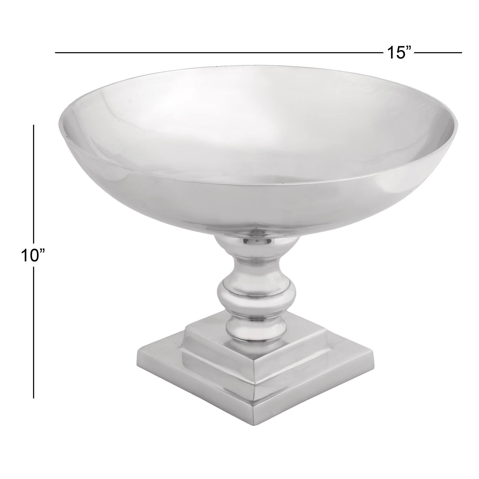 15" Silver Aluminum Traditional Decorative Bowl